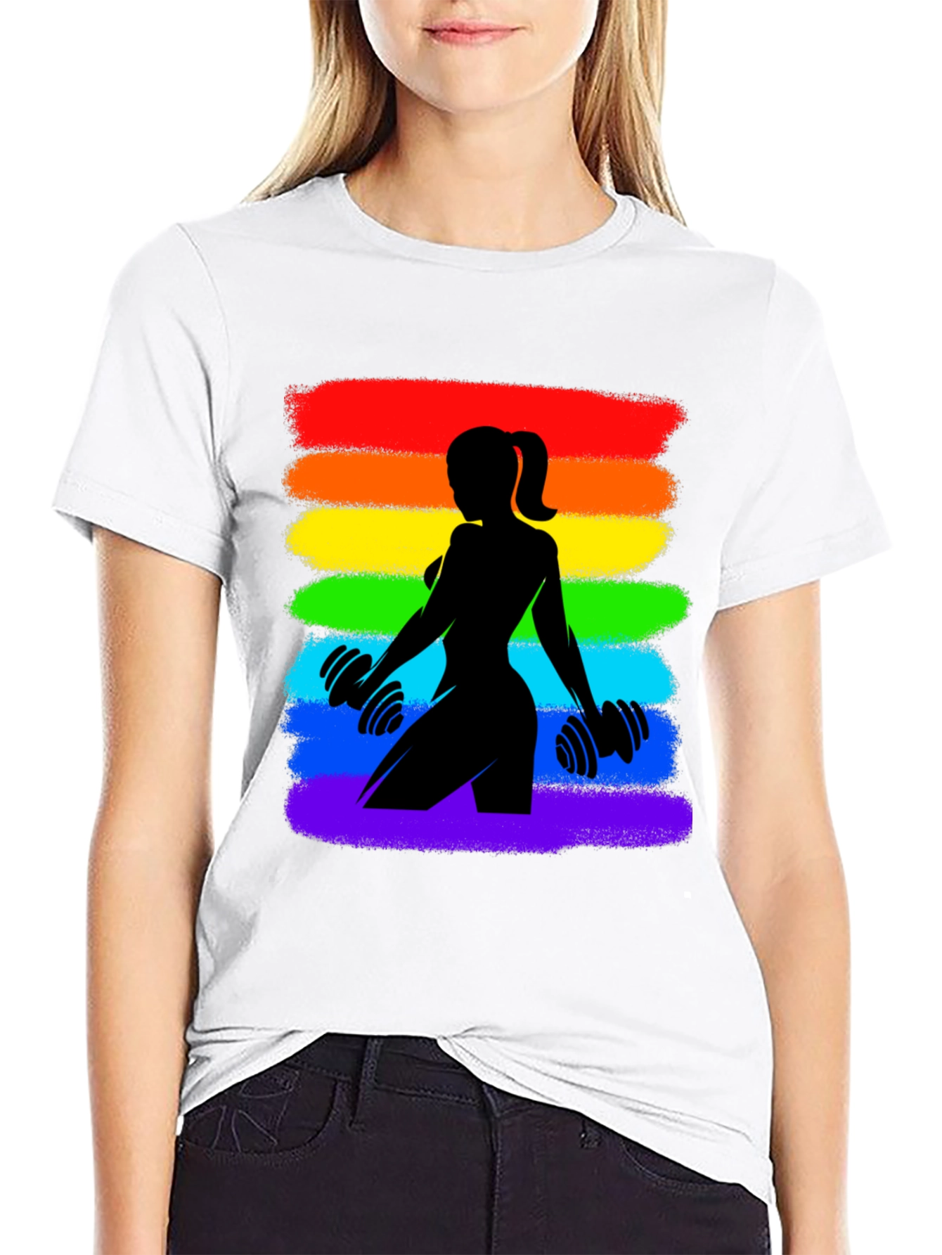 Rainbow Pride Fitness Womans Silhouette T-Shirt