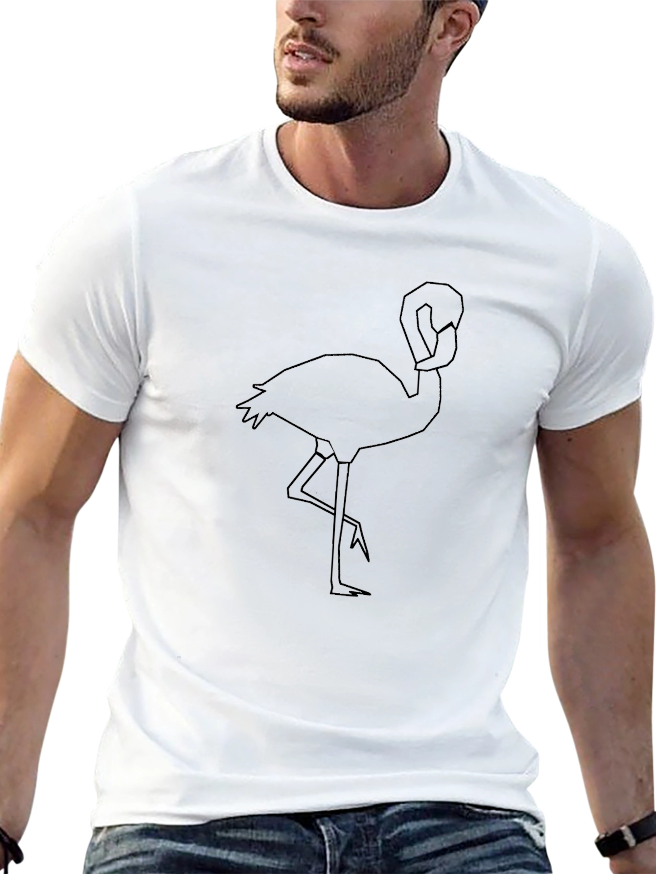 Mens Black Flamingo Graphic T-Shirt