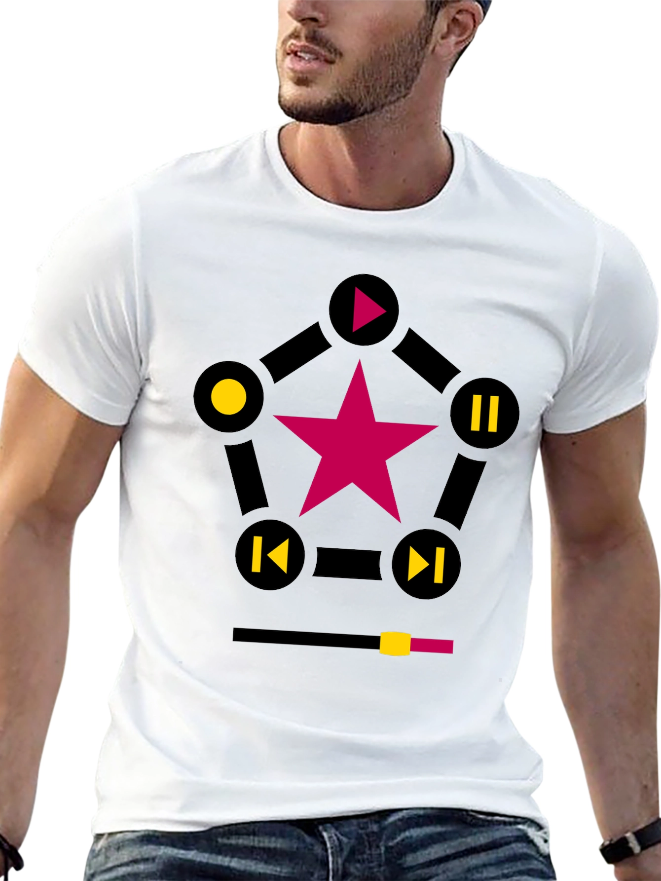 Starry Music Player Graphic T-Shirt