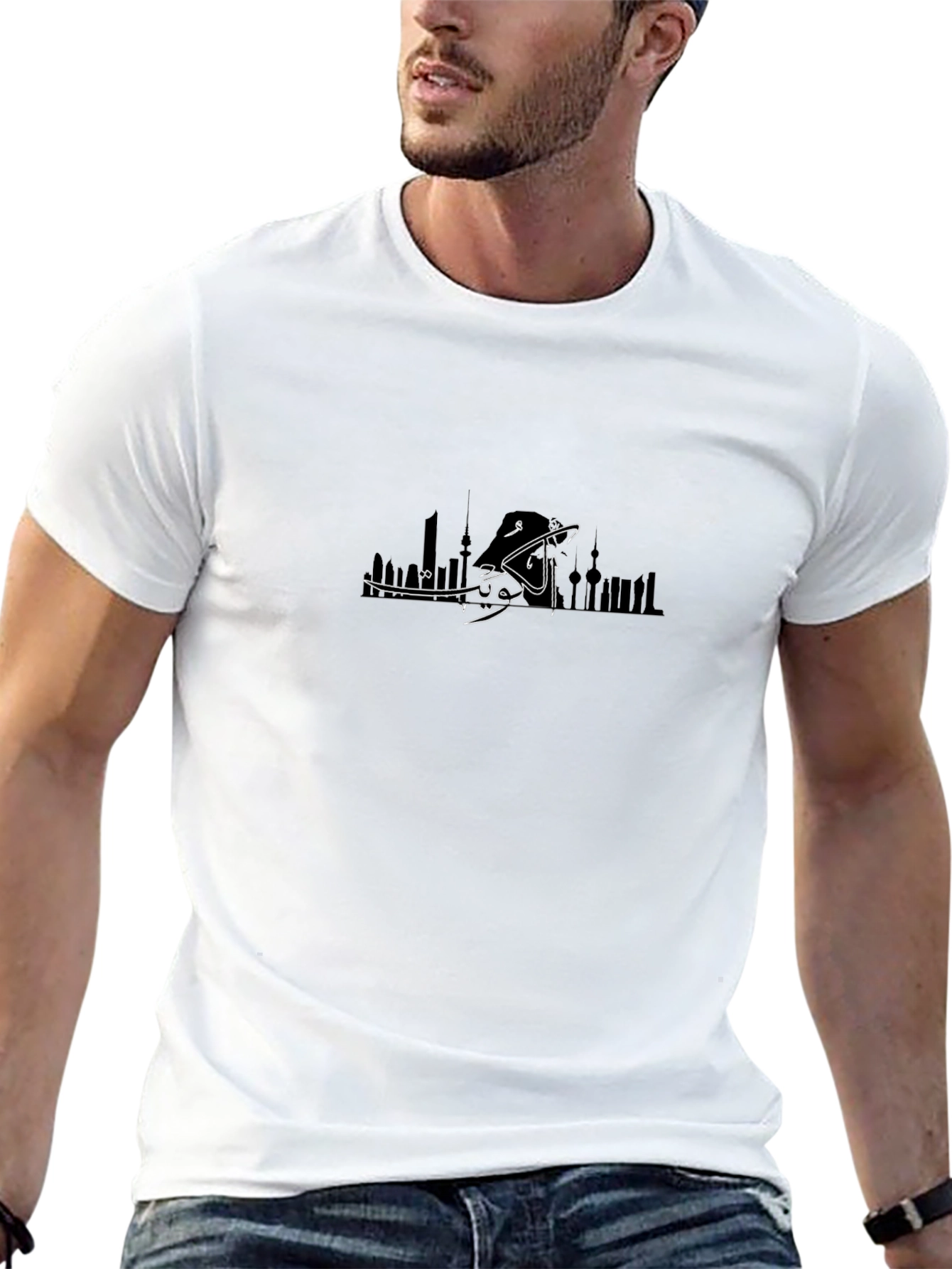 Kuwait Skyline Graphic Black T-Shirt