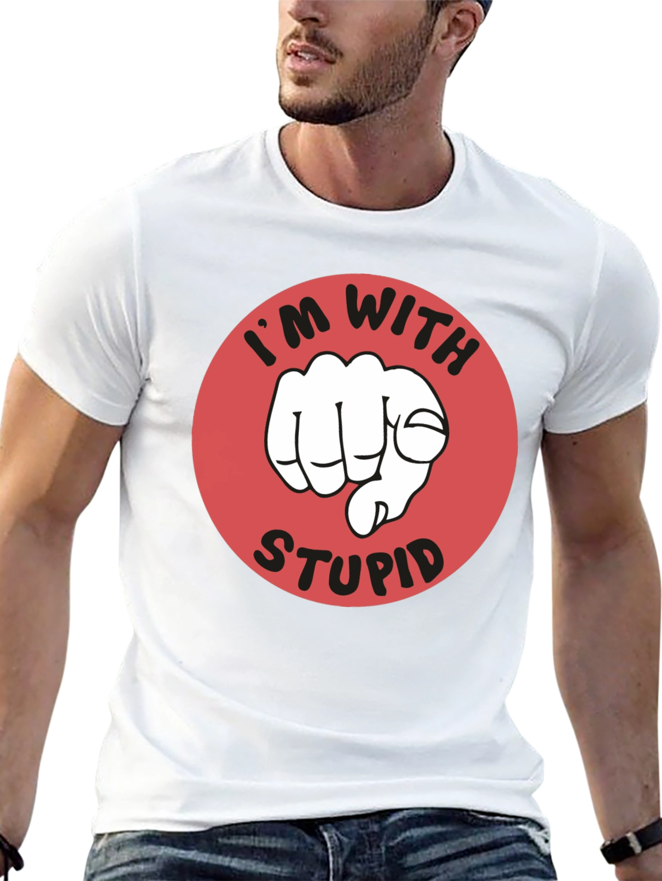 Im With Stupid Graphic Tee - Pointing Finger Design