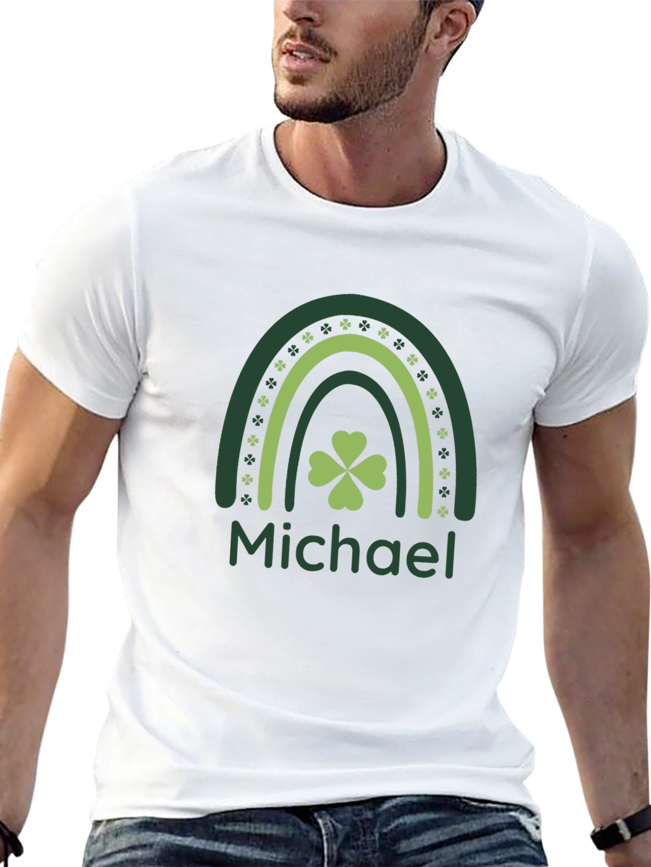 St. Patricks Day Michael Rainbow Shamrock T-Shirt