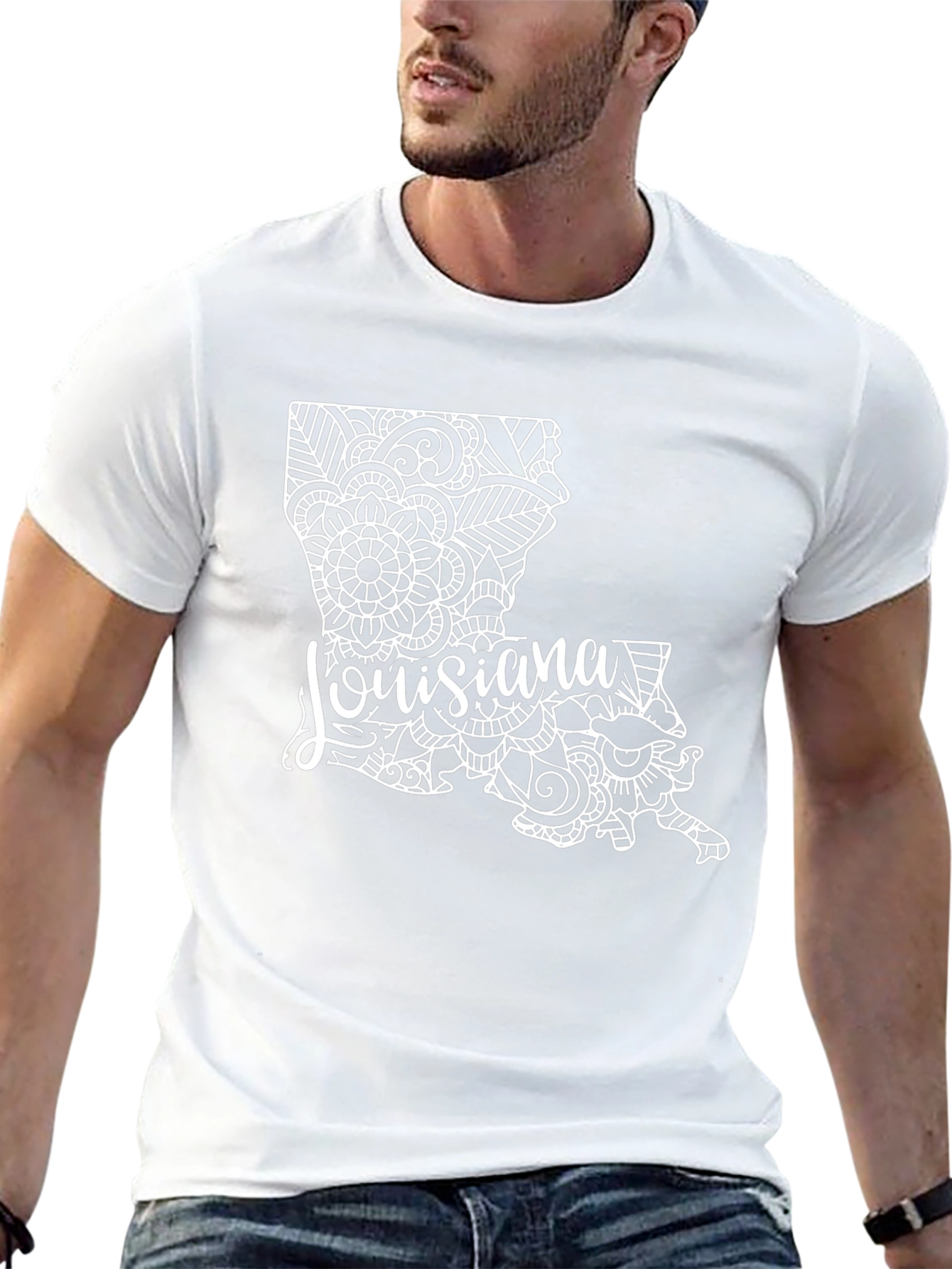 Louisiana State Mandala Design Black T-Shirt