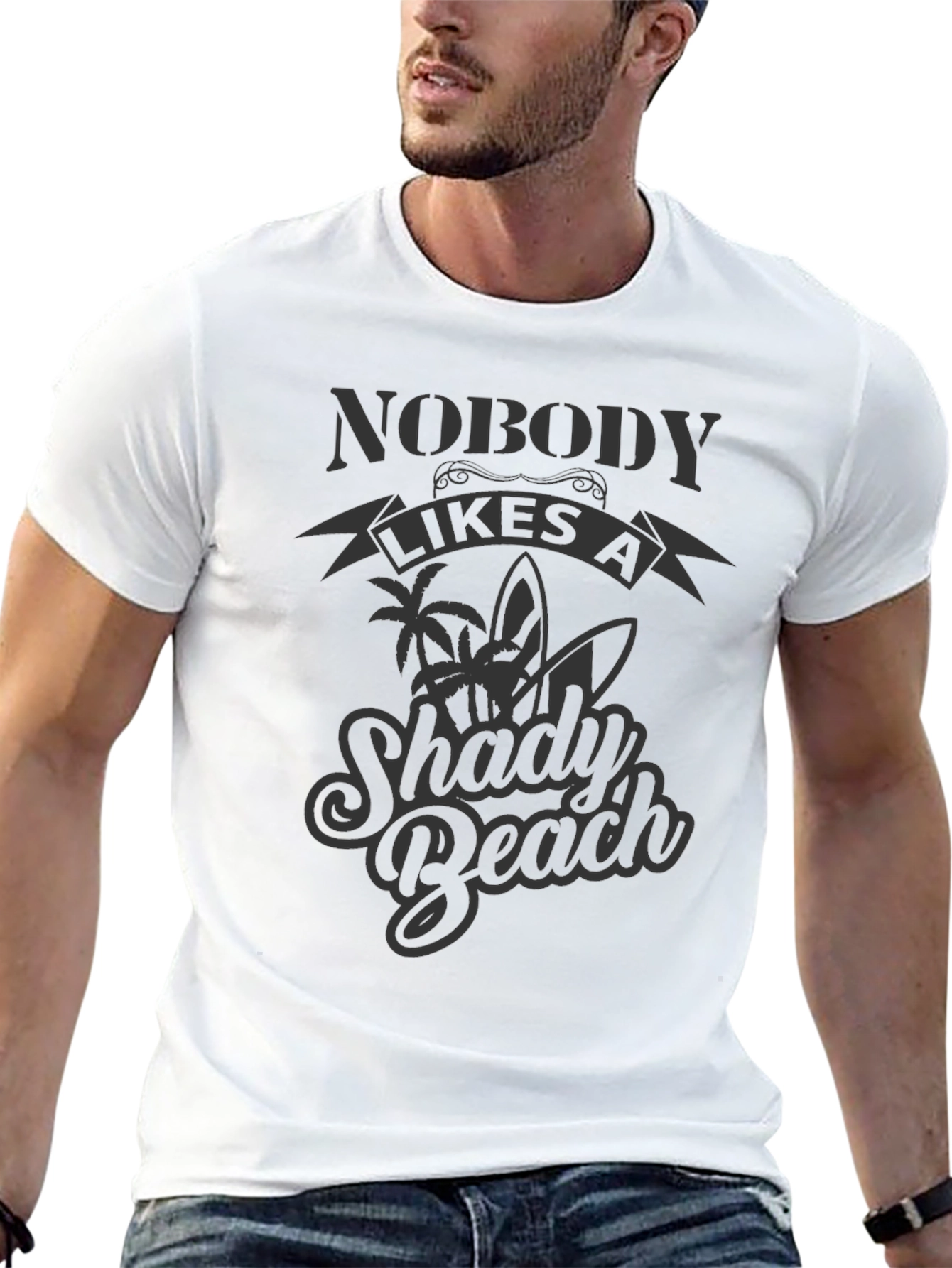 Shady Beach Graphic Tee - Mens Black T-Shirt