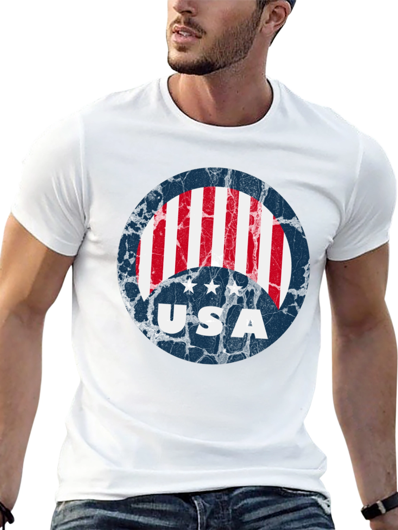 USA Flag Graphic Print T-Shirt