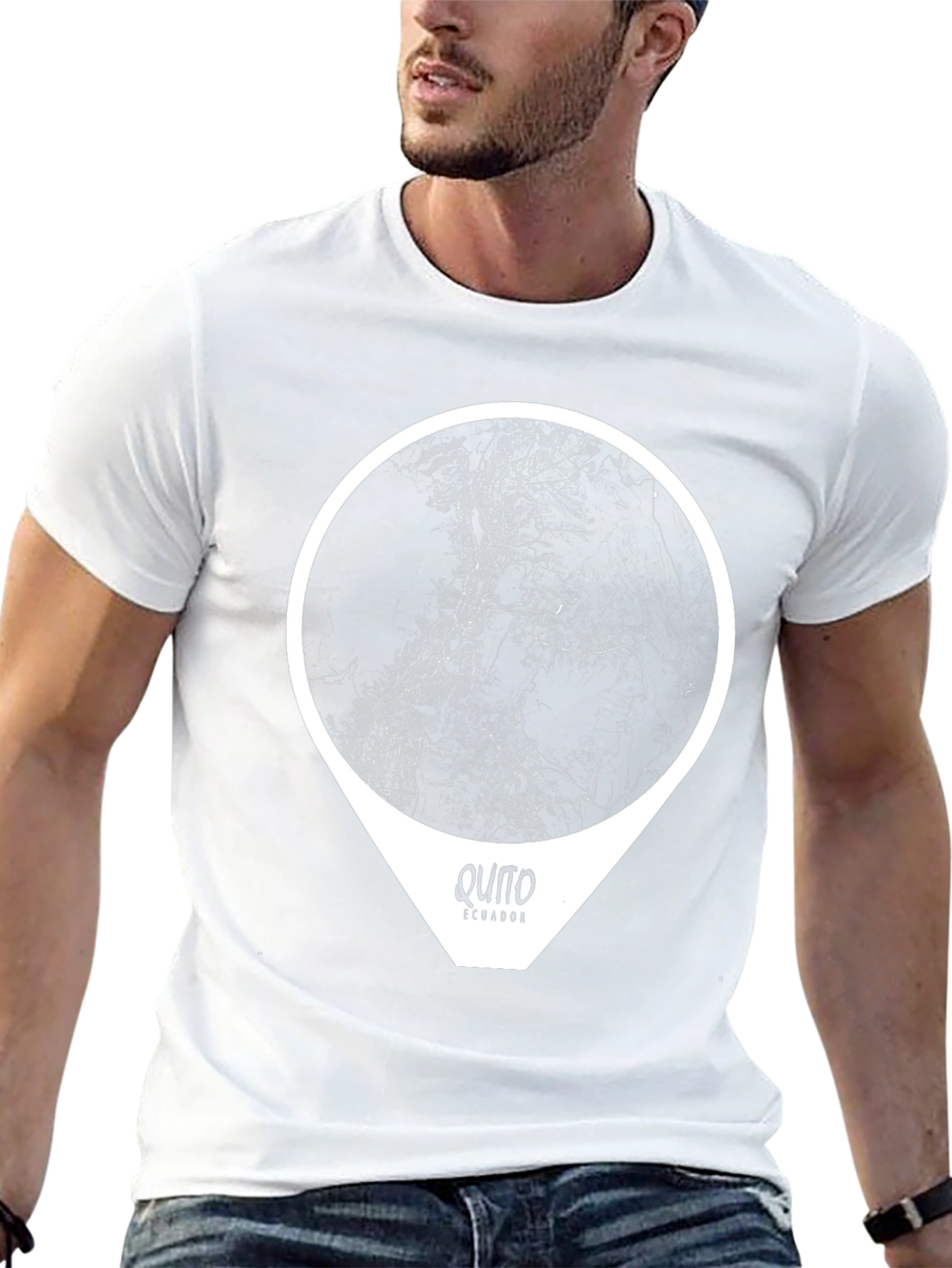 Quito Ecuador Map Graphic T-Shirt - Black
