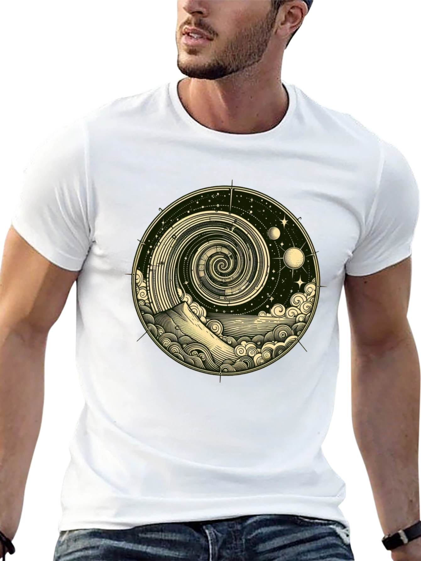 Cosmic Spiral Graphic Tee - Black