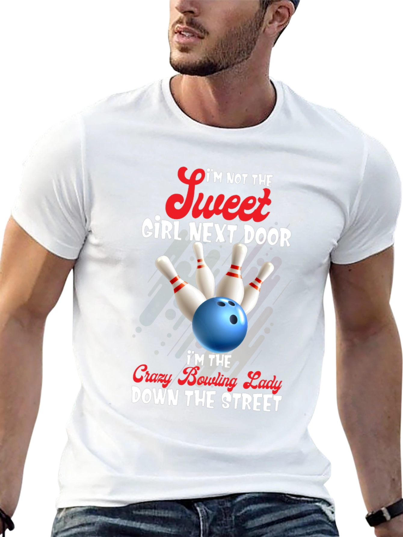 Crazy Bowling Lady Graphic T-Shirt
