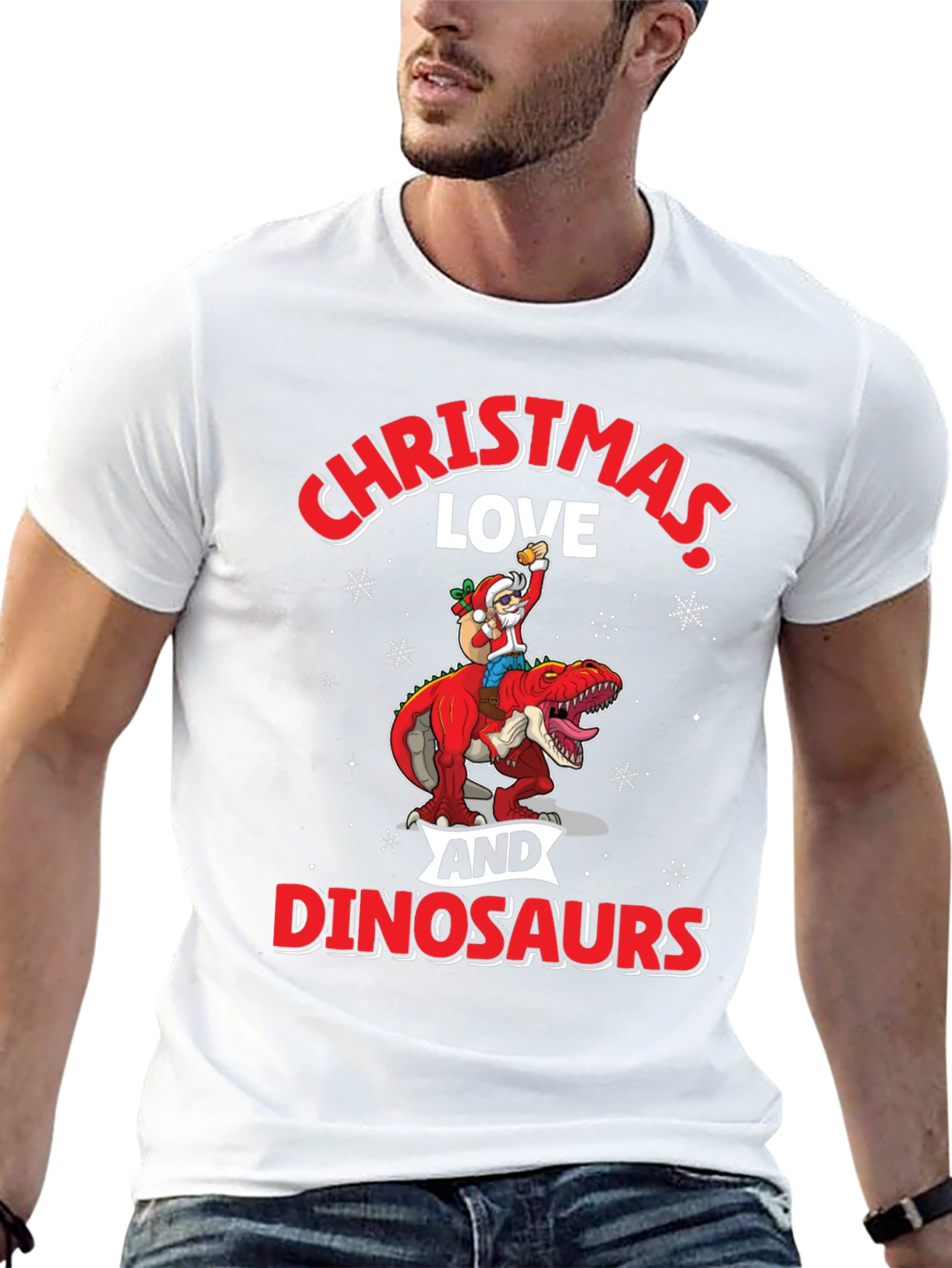 Christmas Love and Dinosaurs Graphic Tee