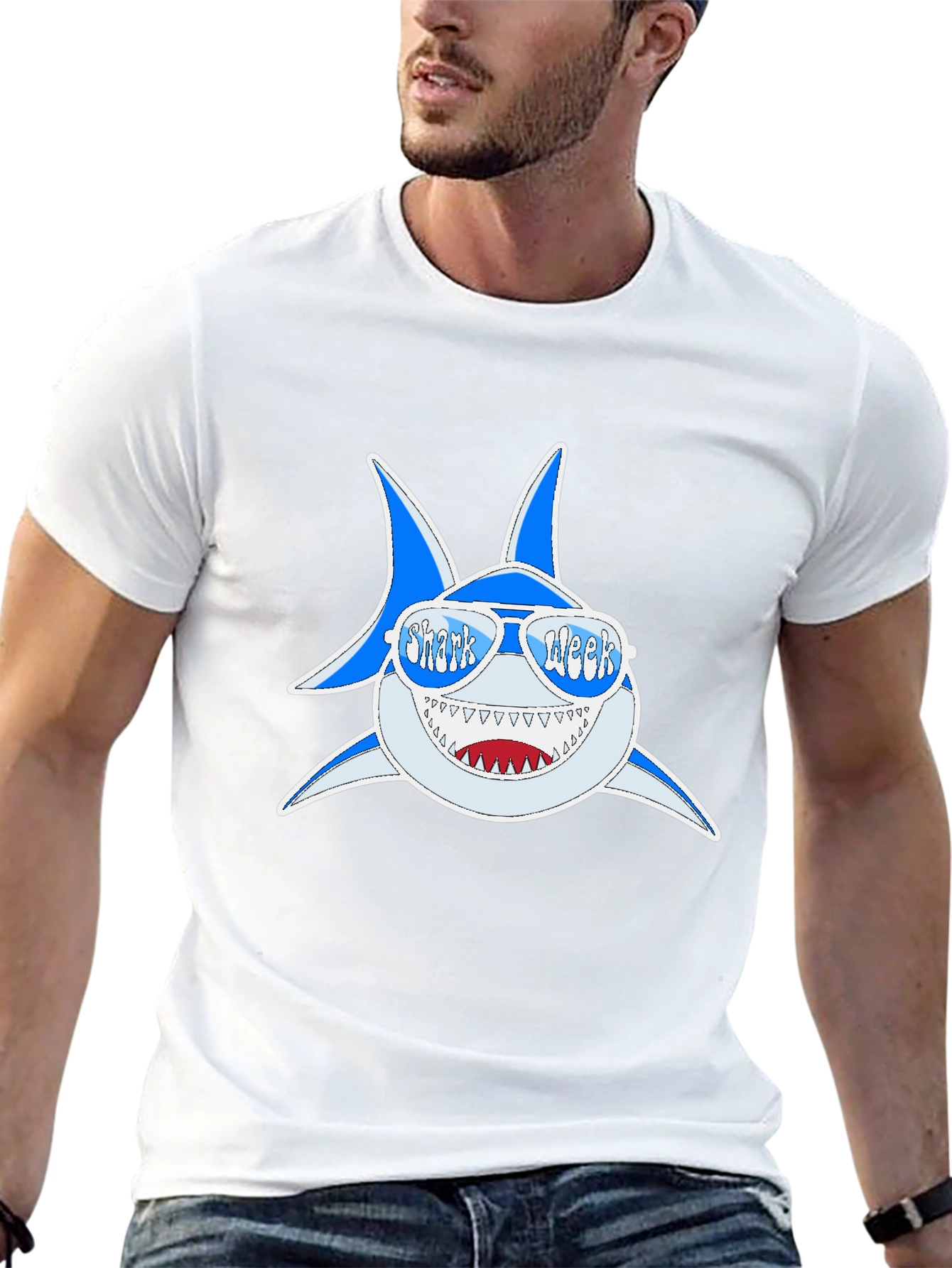 Shark Week T-Shirt: Blue Shark with Sunglasses