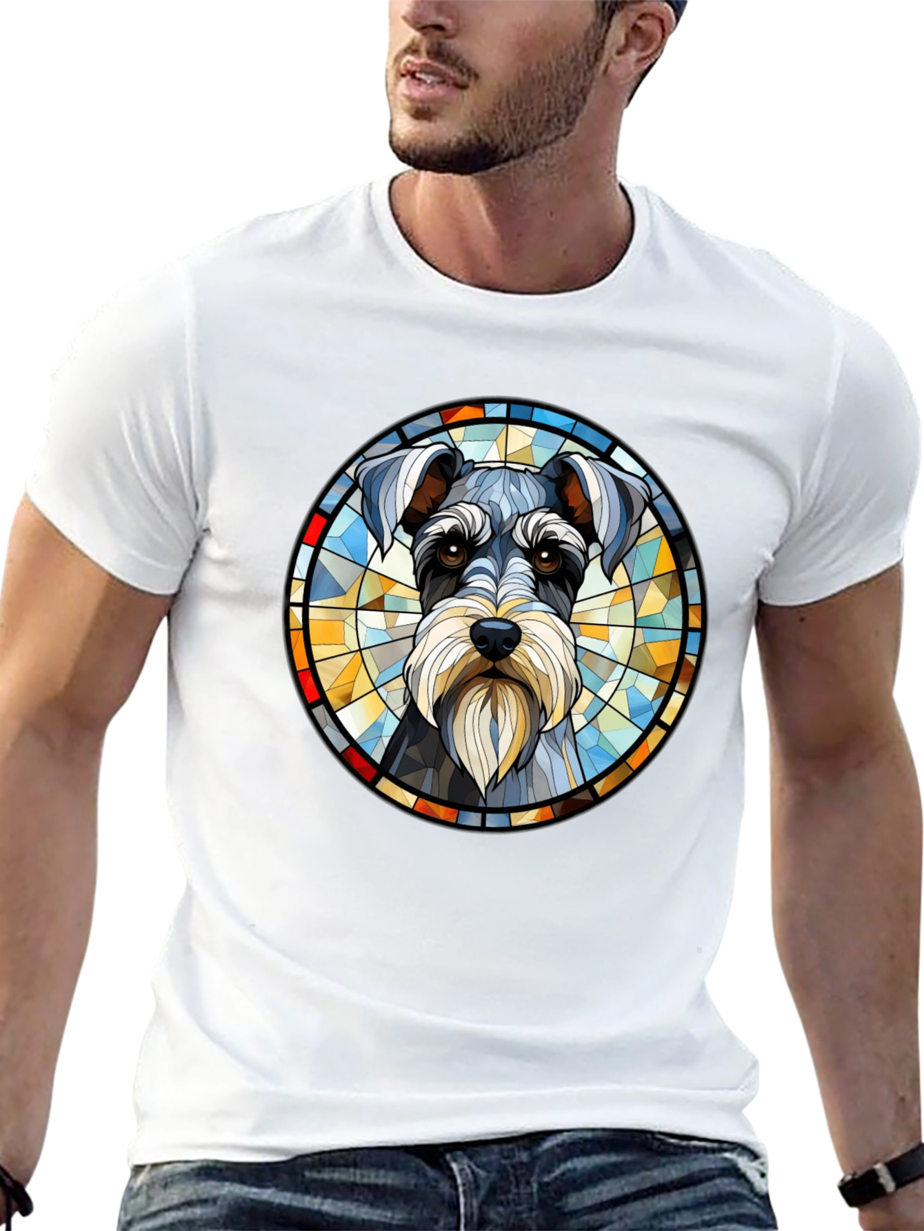 Schnauzer Stained Glass Graphic Tee