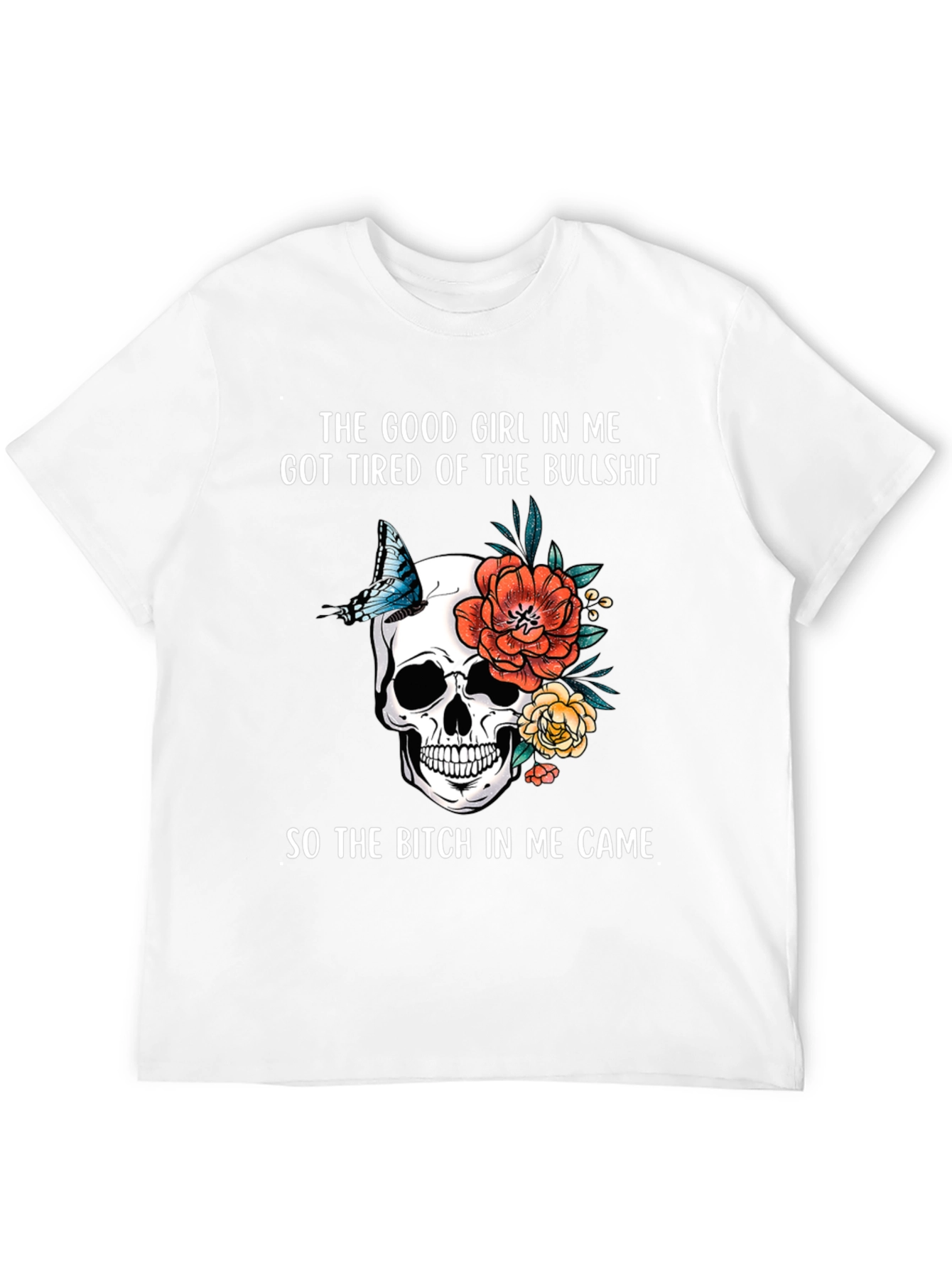 Skull & Floral Graphic T-Shirt