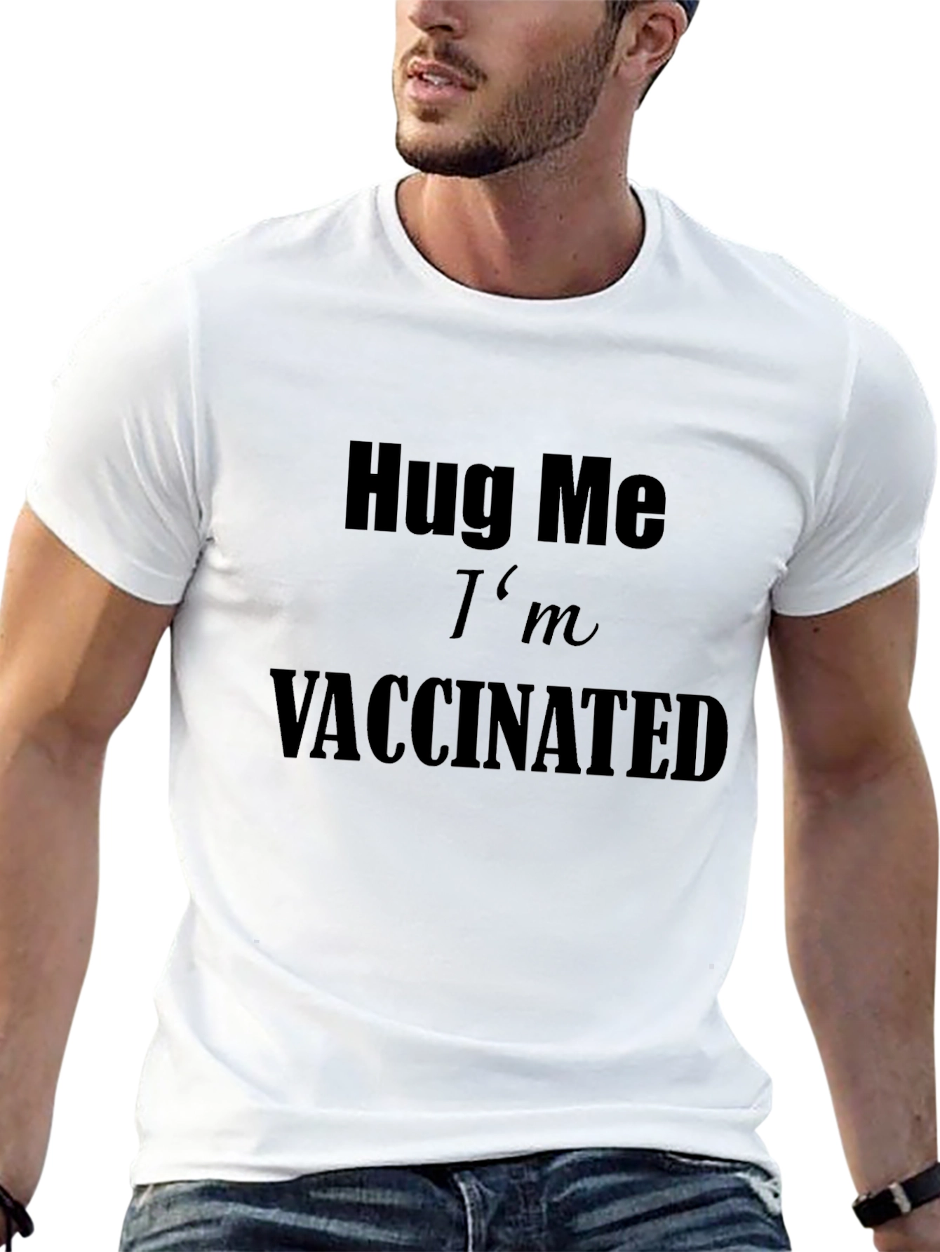 Hug Me Im Vaccinated Black T-Shirt