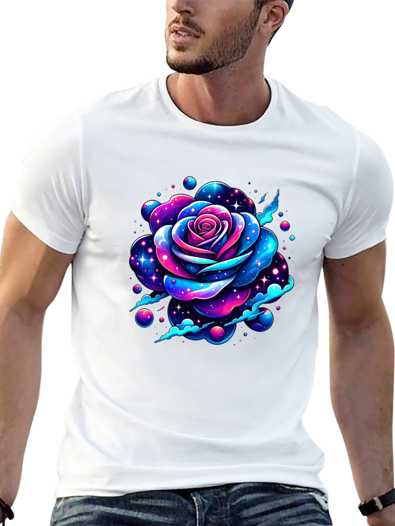 Galaxy Rose Graphic Black T-Shirt