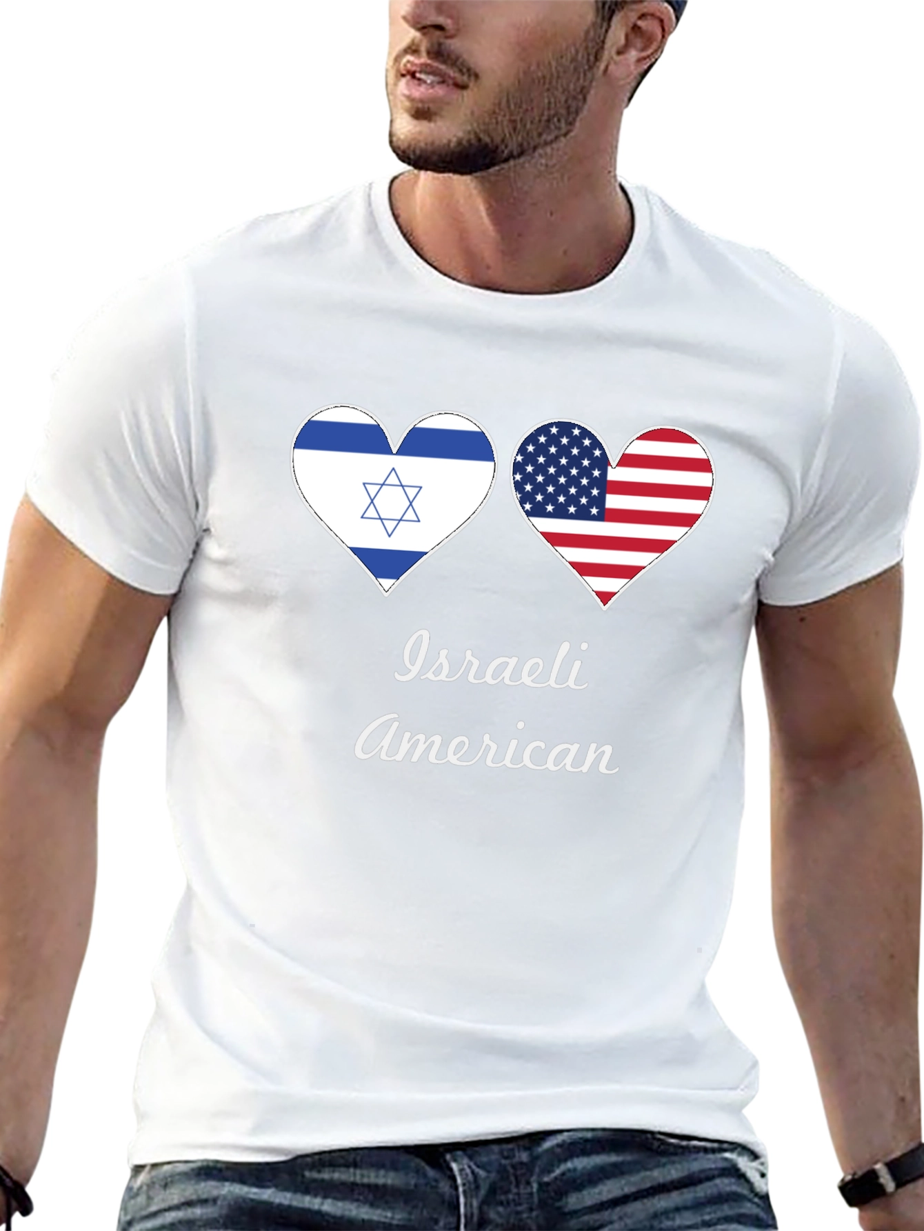 Israeli American Flag Heart T-Shirt