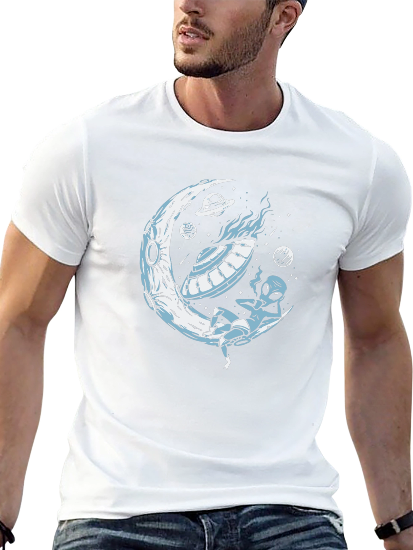Alien on the Moon Graphic T-Shirt