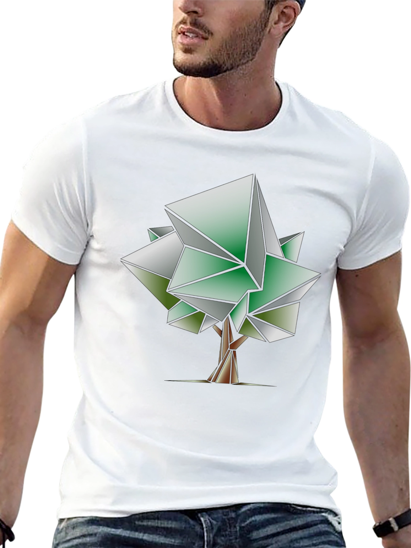 Geometric Tree Graphic Tee - Modern Art Shirt