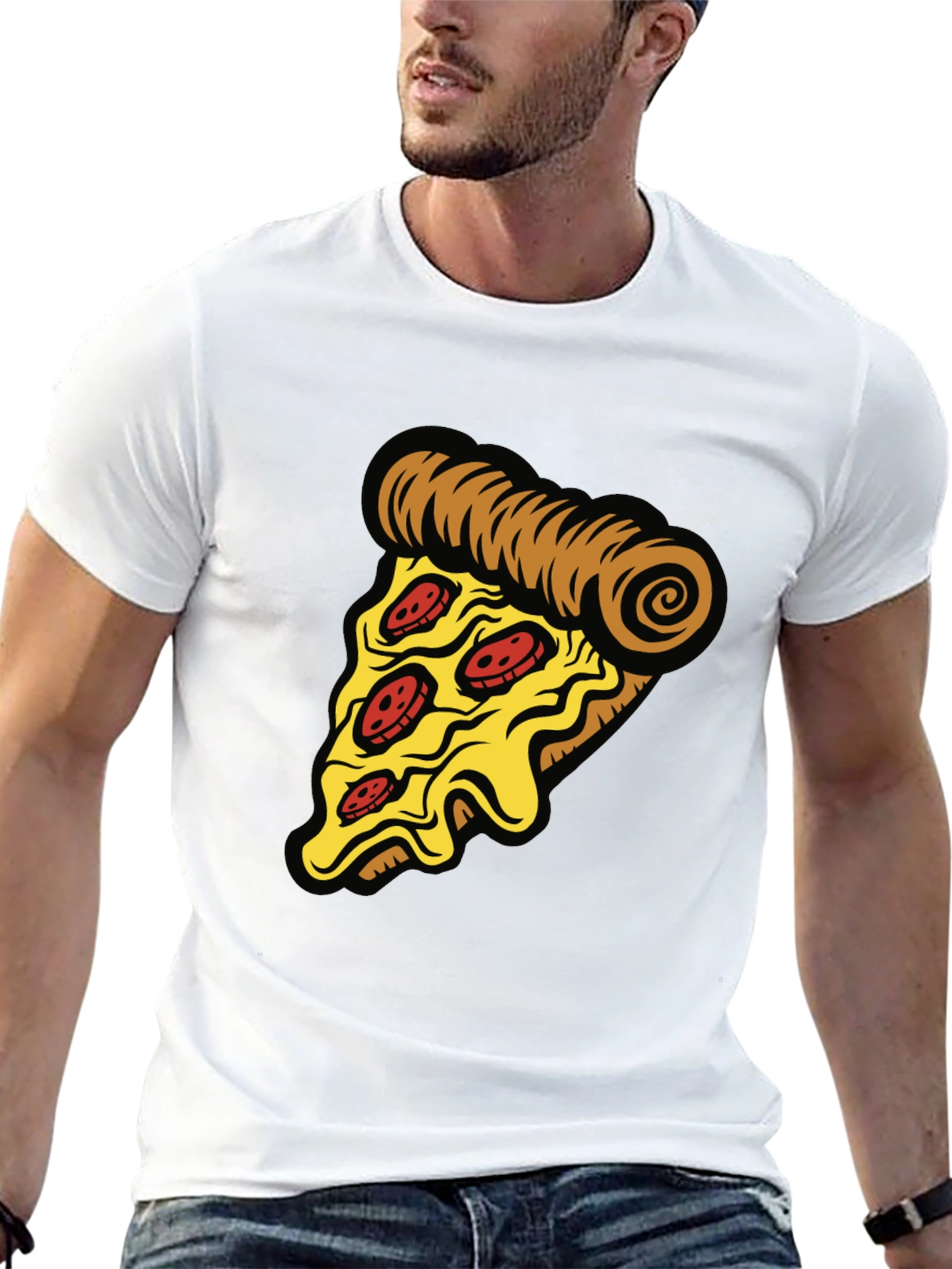 Pizza Slice Graphic Tee - Casual Black T-Shirt
