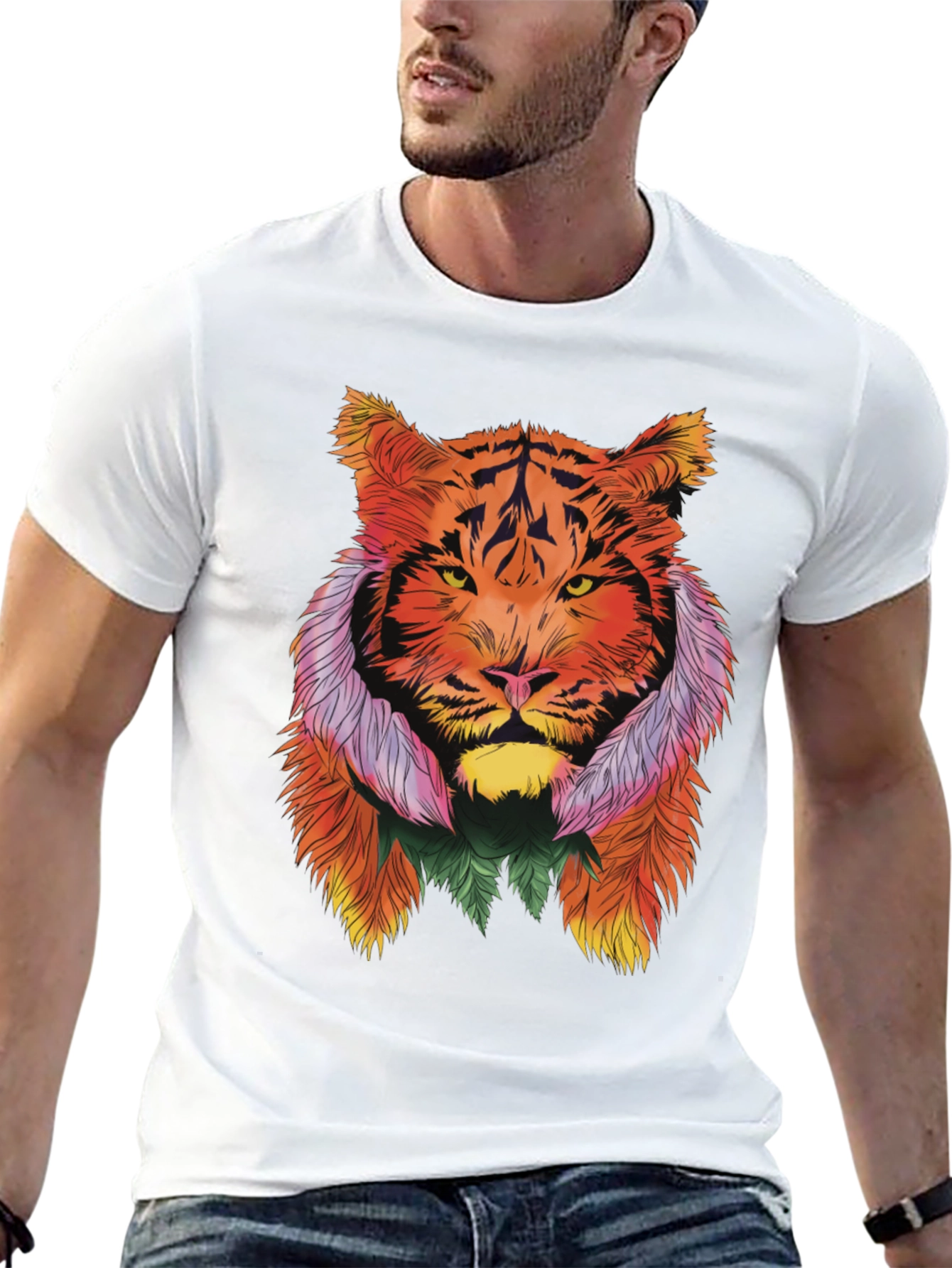 Vibrant Tiger Graphic Tee - Stylish Animal Print Shirt