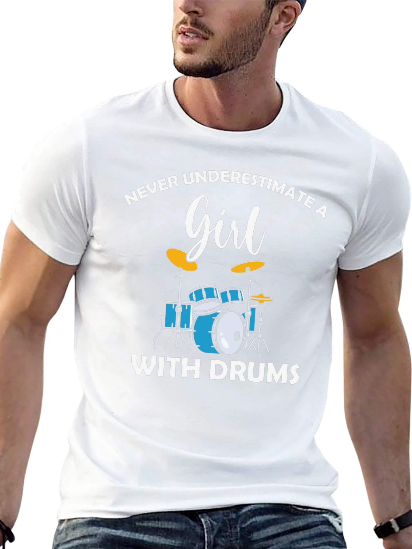 Never Underestimate a Girl with Drums Black T-Shirt