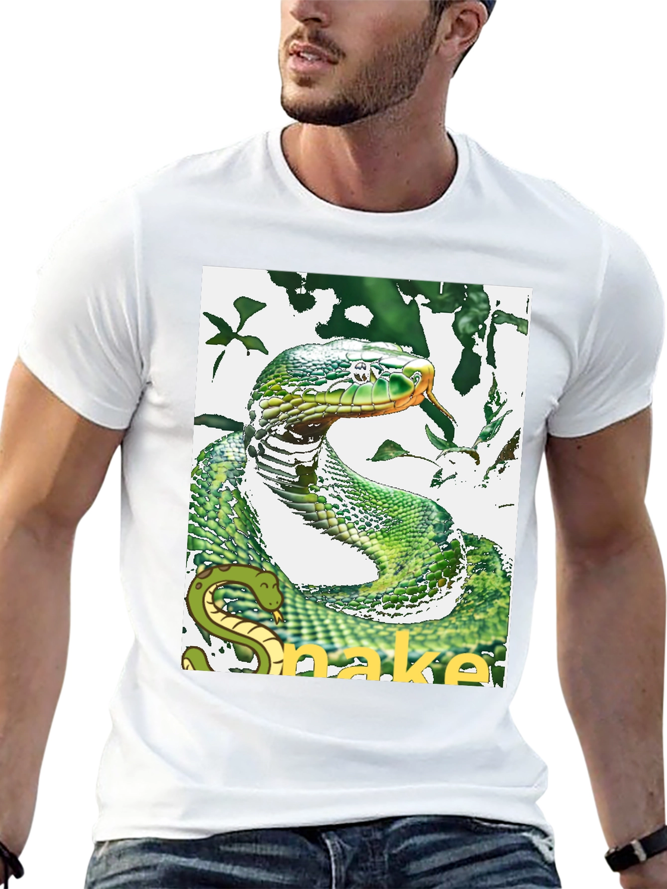 Snake T-Shirt - Green Reptile Graphic Tee