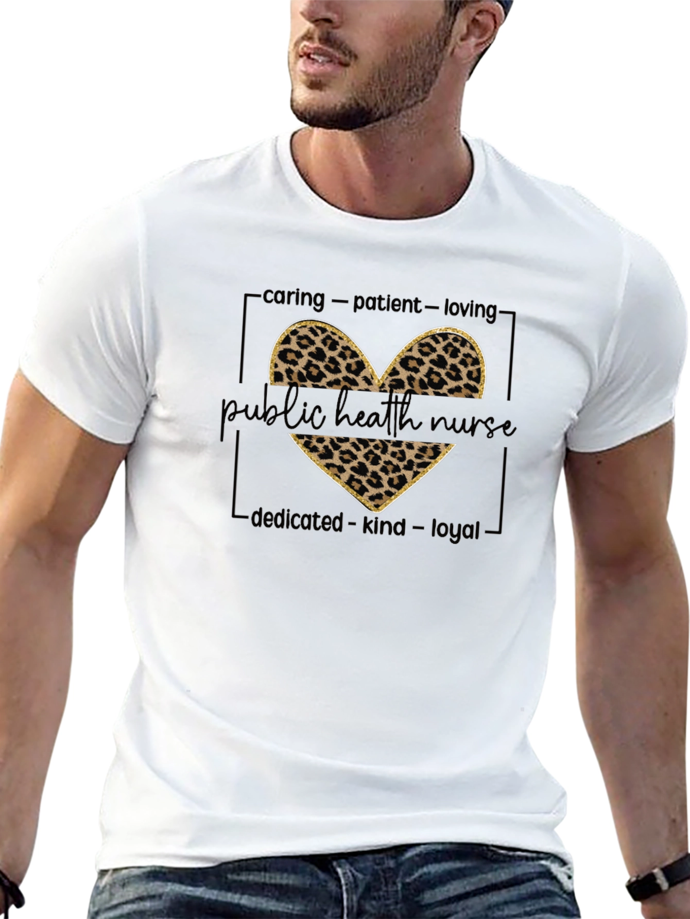 Public Health Nurse Leopard Heart T-Shirt