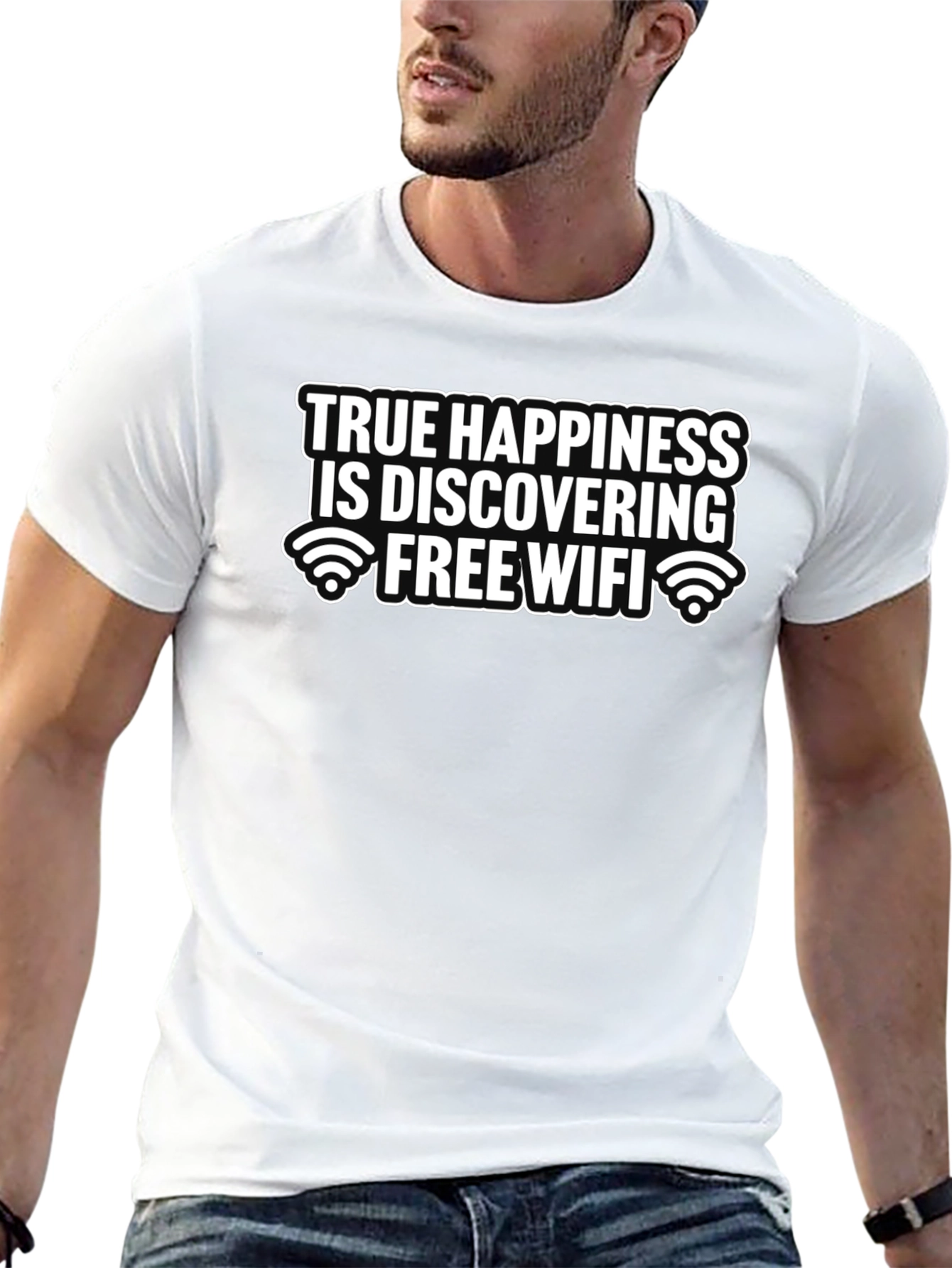 True Happiness Free WiFi Graphic Tee - Black