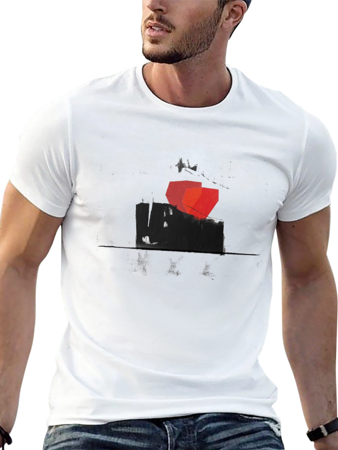 Abstract Geometric Graphic Print Black T-Shirt