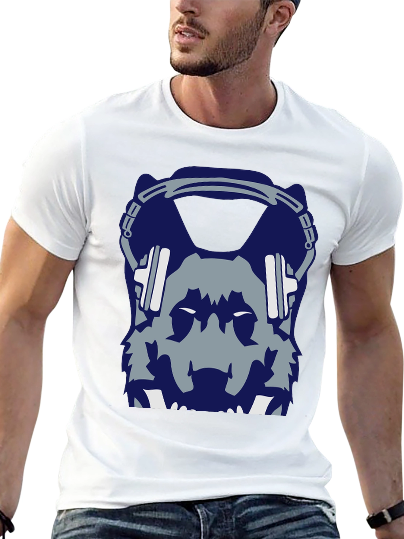 Wolf Headphone Graphic Black T-Shirt