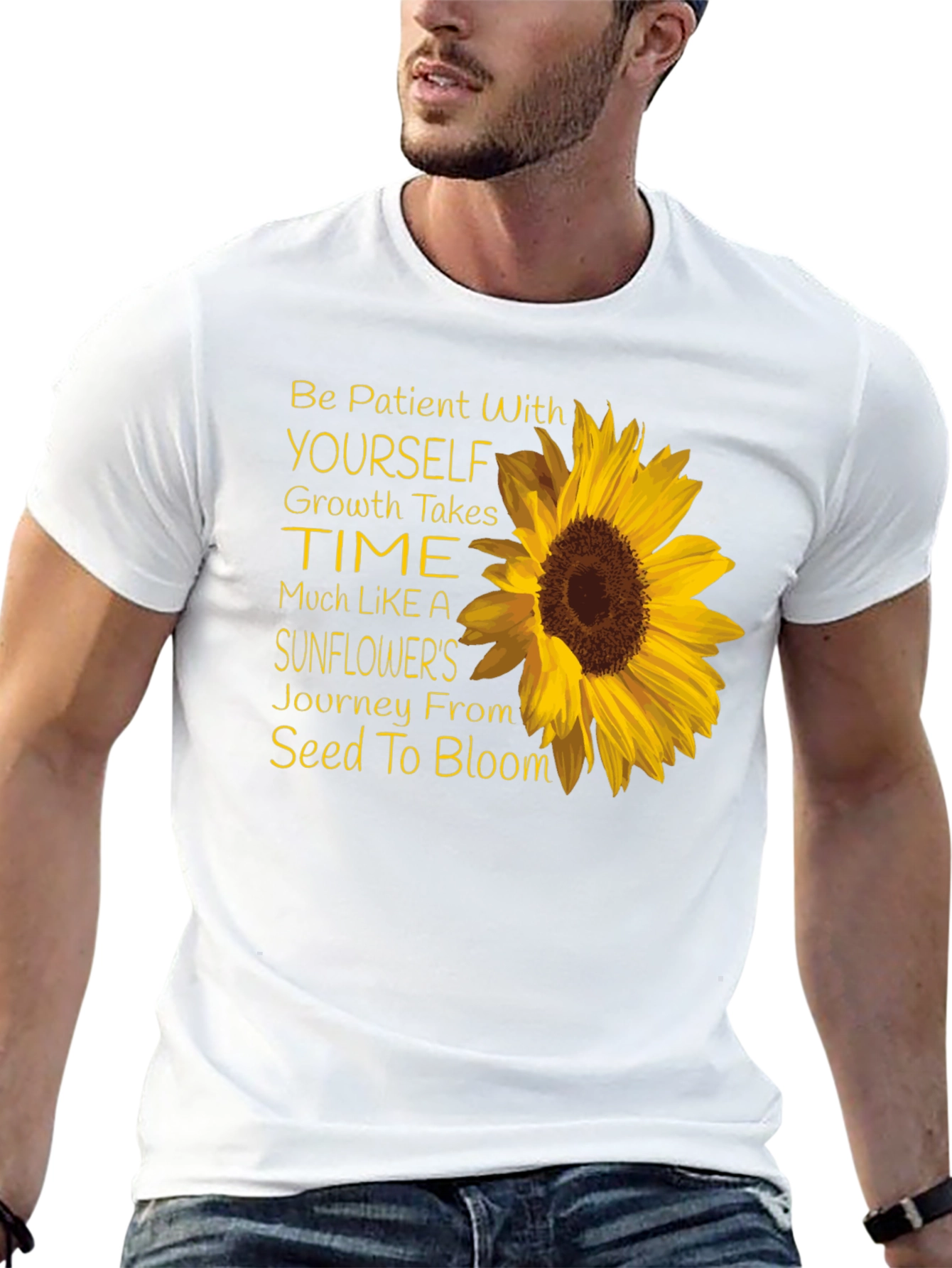 Sunflower Inspirational T-Shirt - Growth Takes Time