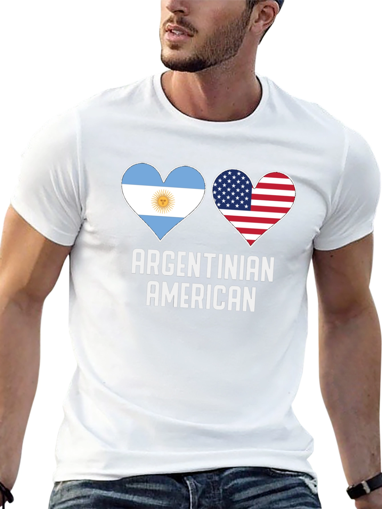 Argentinian American Flag Heart T-Shirt