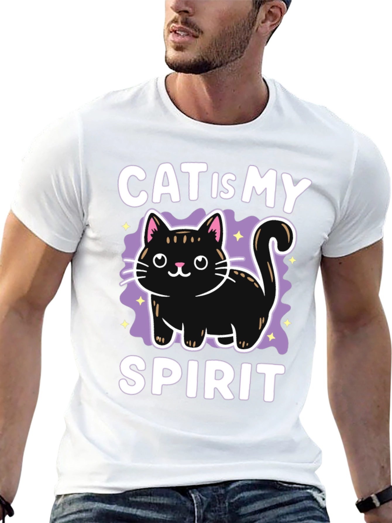 Cat Is My Spirit Animal Black T-Shirt