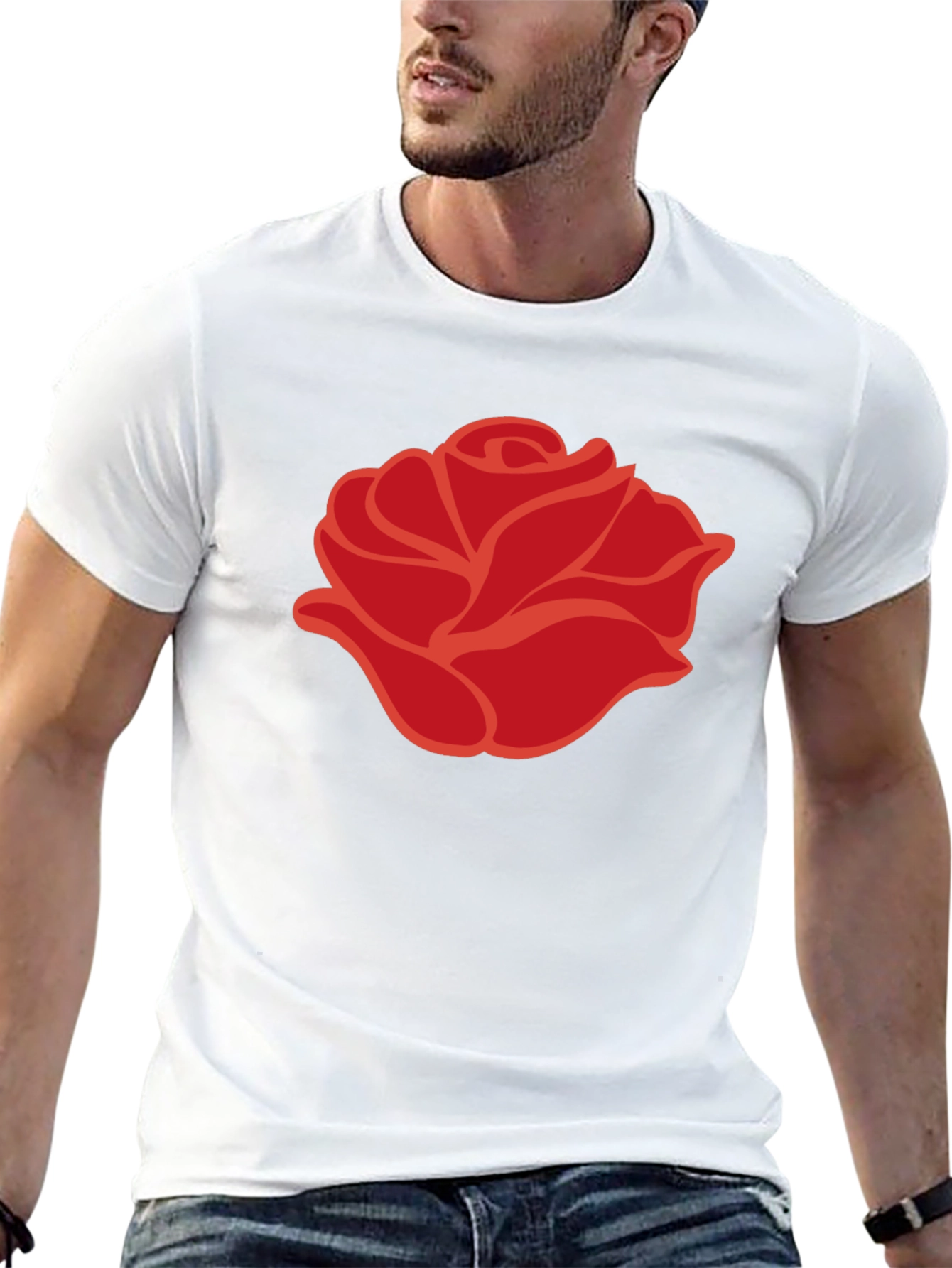 Bold Rose Graphic Tee - Modern Floral Design
