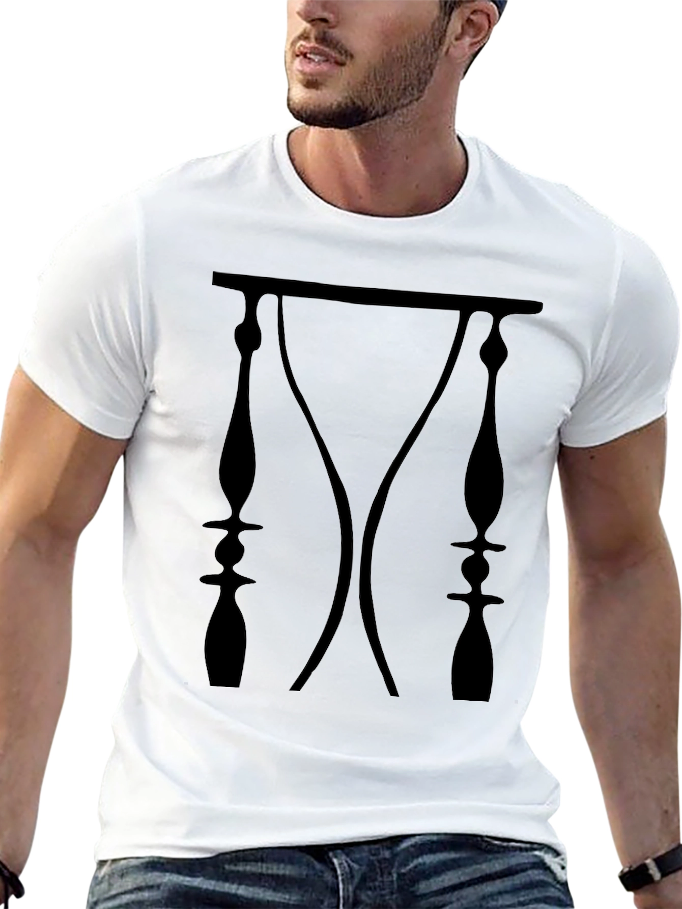 Optical Illusion Face T-Shirt - Black