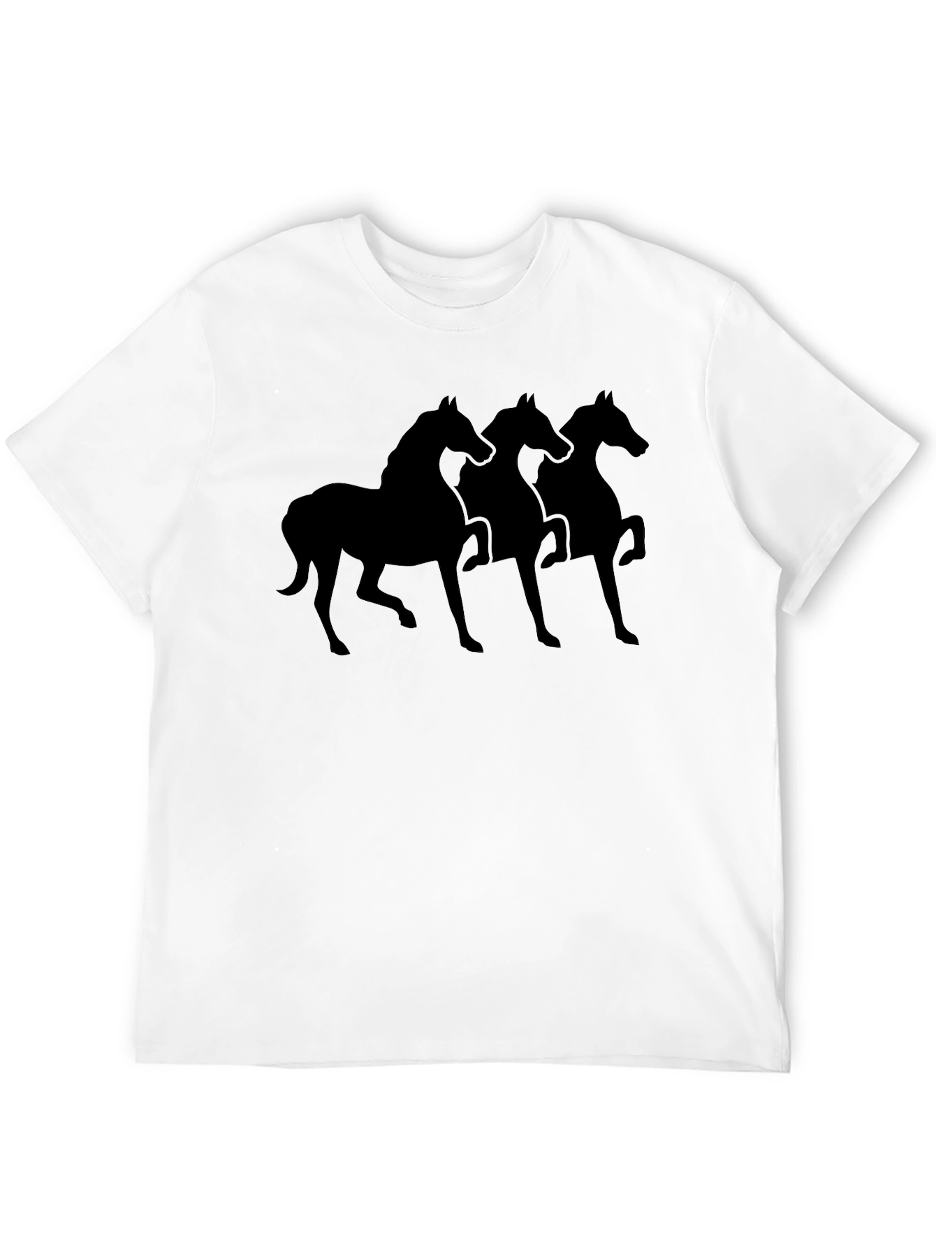 Mens Black T-Shirt with Horse Silhouettes