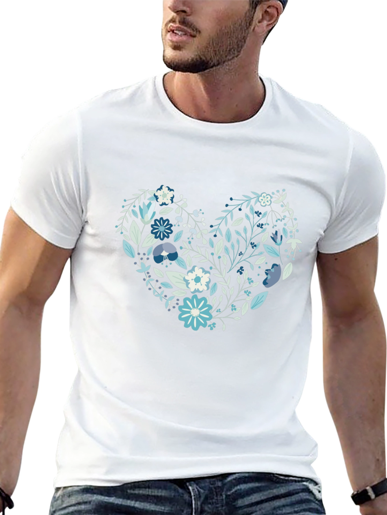 Floral Heart Tee - Black Graphic T-Shirt