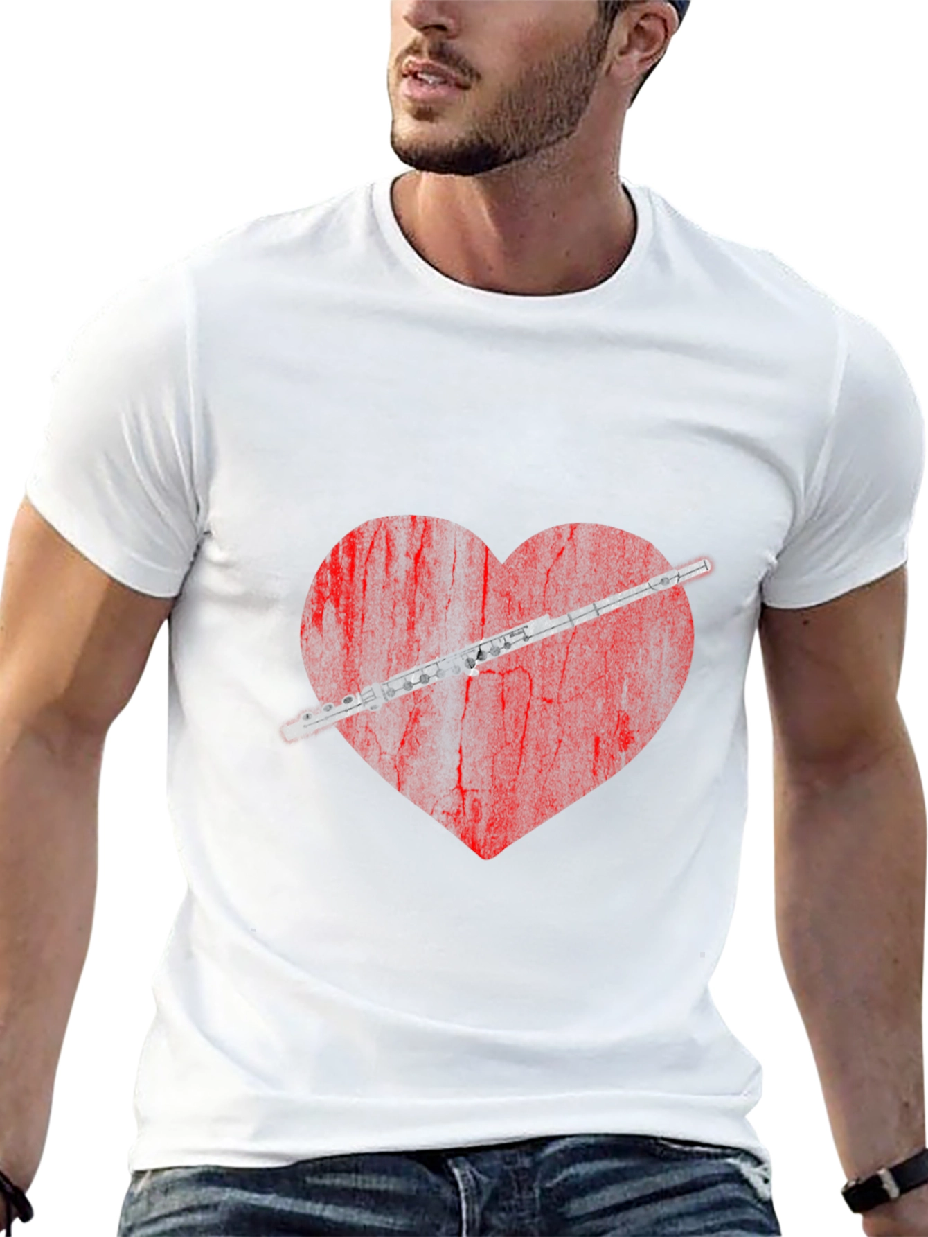 Flute Heart Graphic Tee - Music Lover Shirt
