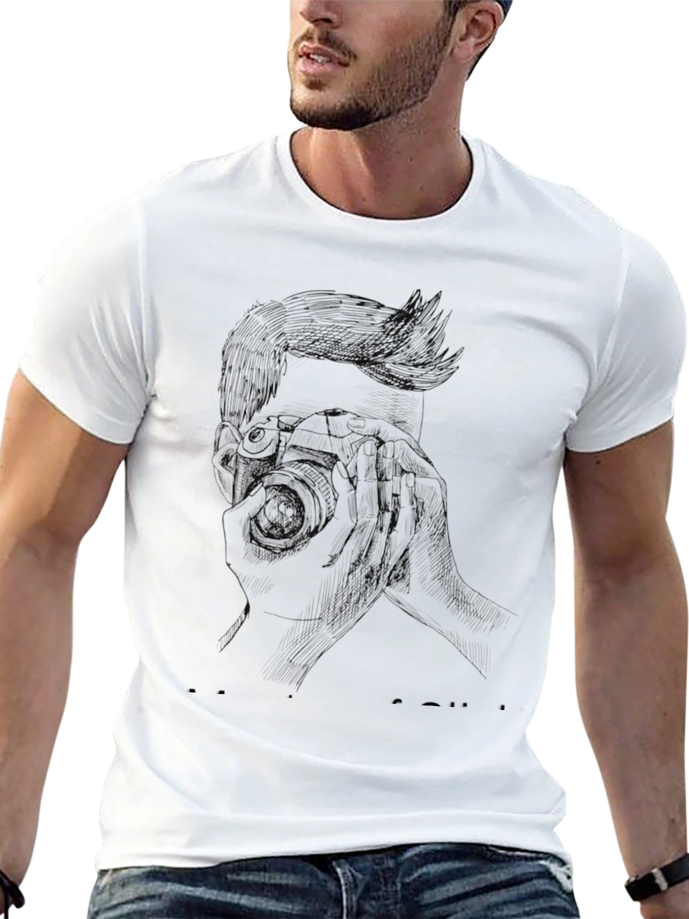 Retro Photographer Sketch Black Tee