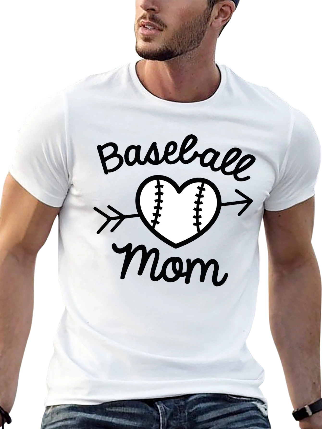 Baseball Mom T-Shirt - Heart & Arrow Design