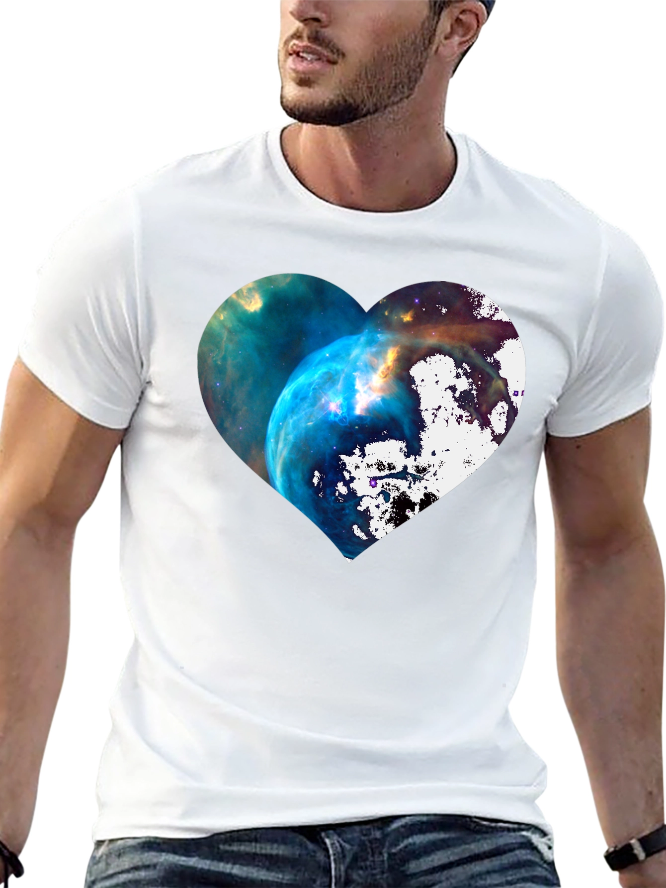 Galaxy Heart Graphic Black T-Shirt