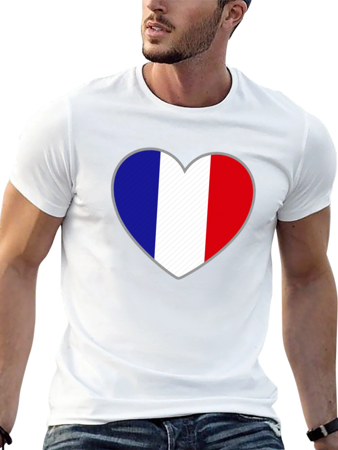 French Flag Heart Graphic T-Shirt