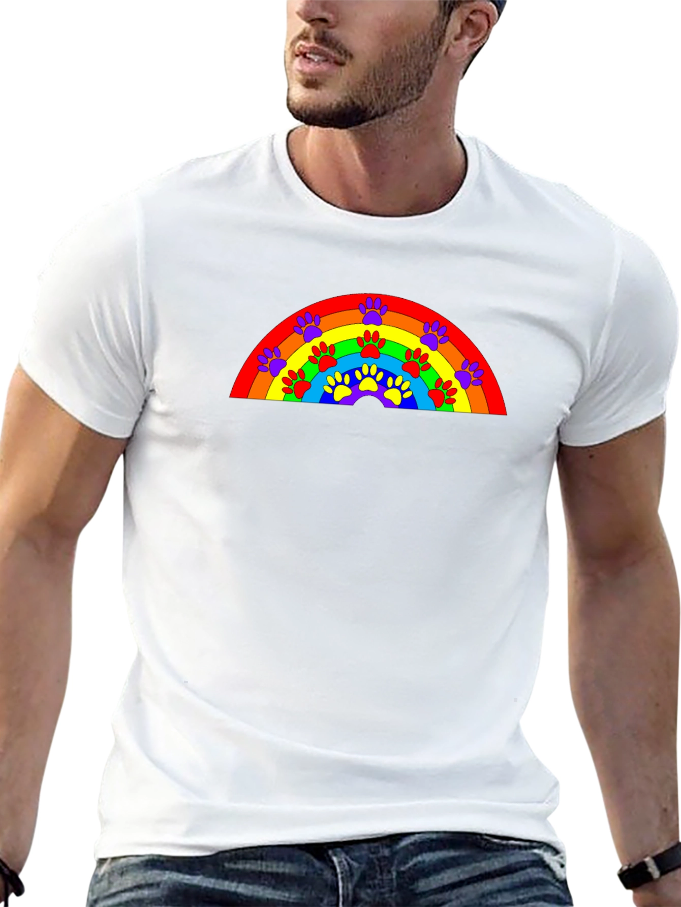 Rainbow Paw Print T-Shirt - Unisex Design