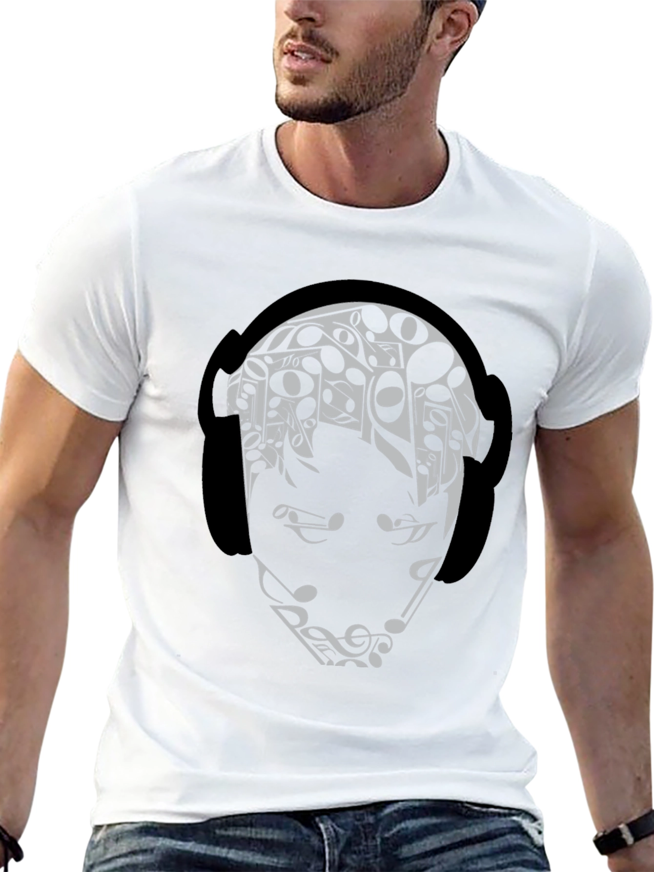 Music Lover Graphic Tee - Black Cotton Blend
