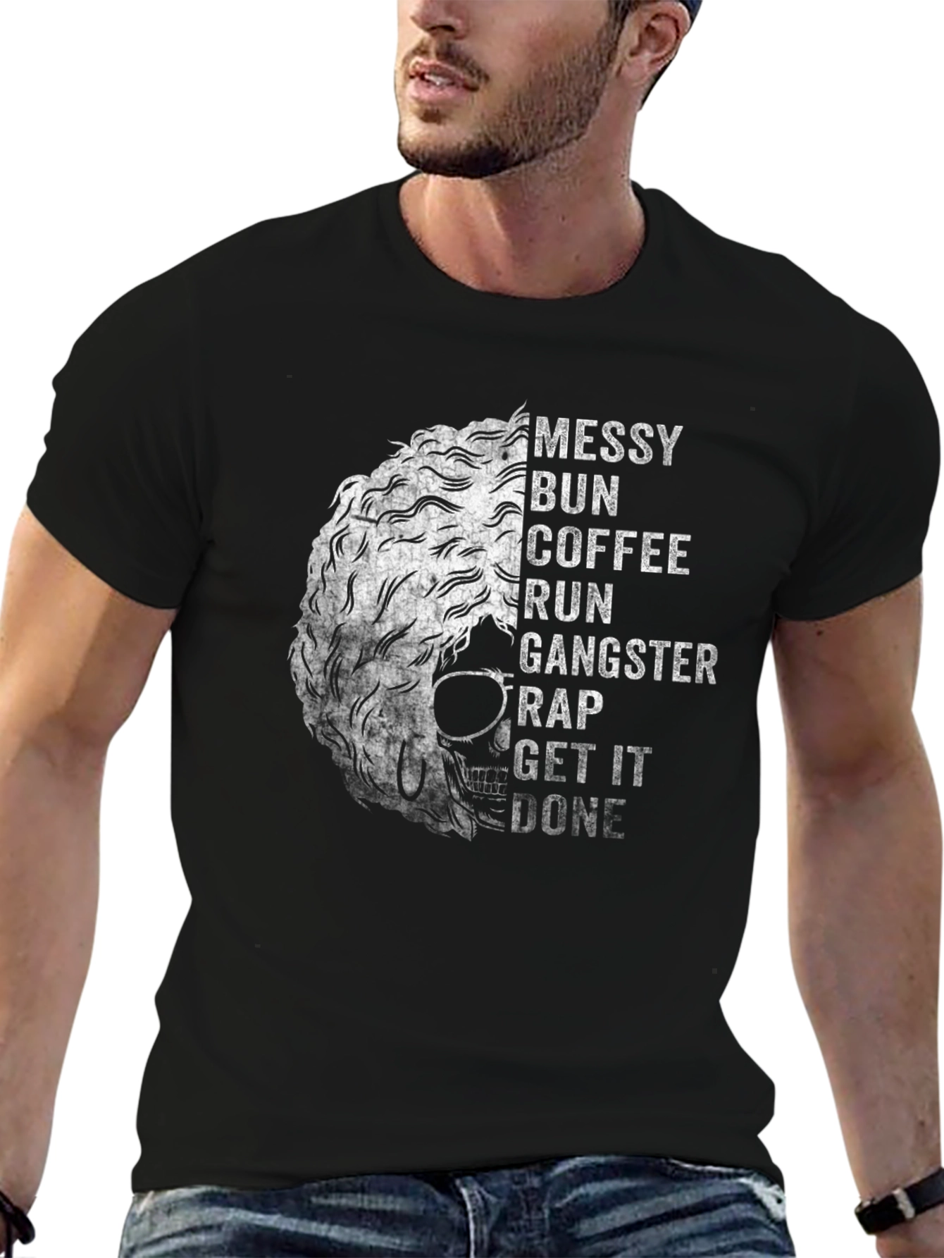Messy Bun Coffee Run Gangster Rap T-Shirt