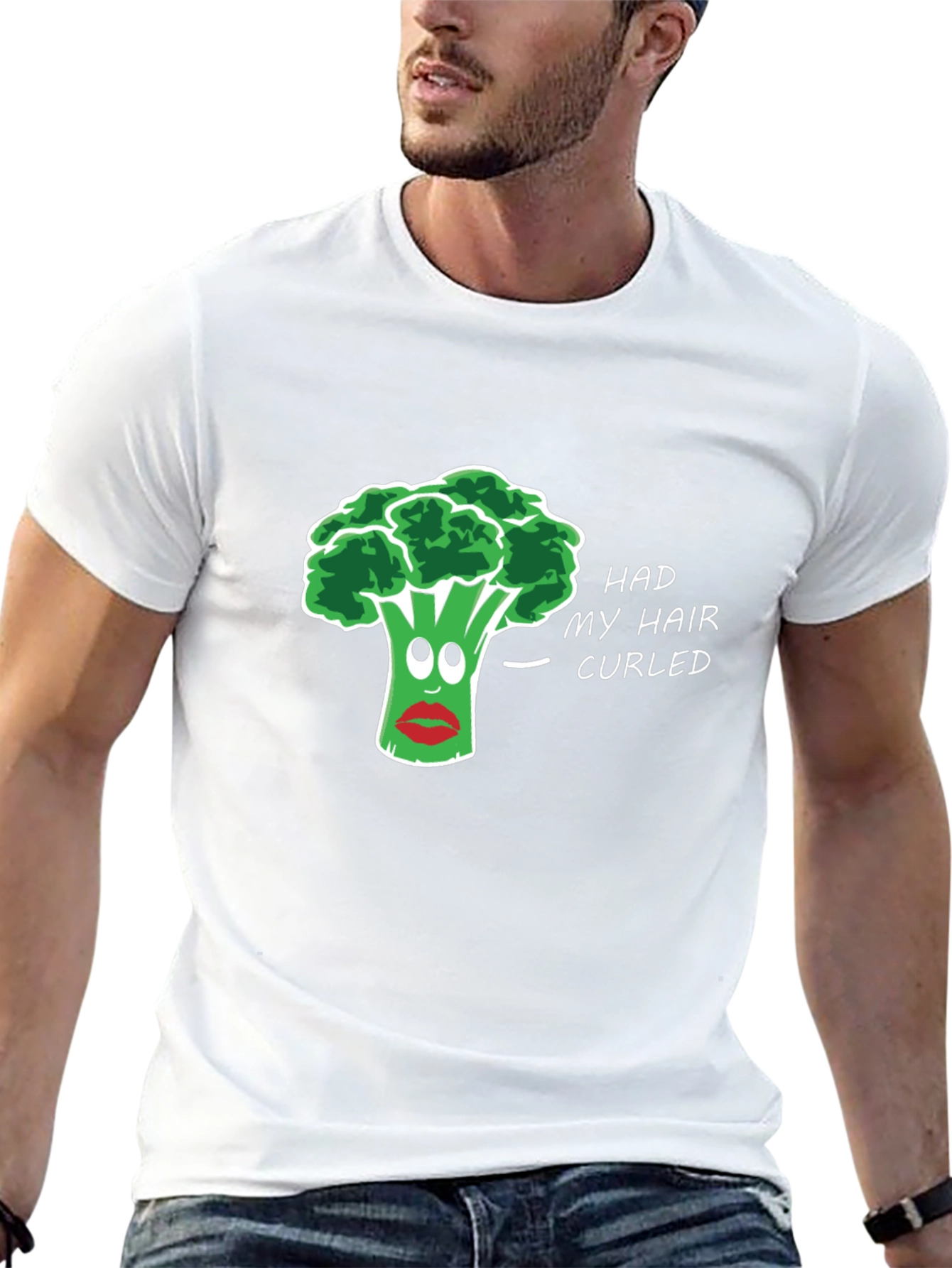 Humorous Broccoli Hair Pun T-Shirt