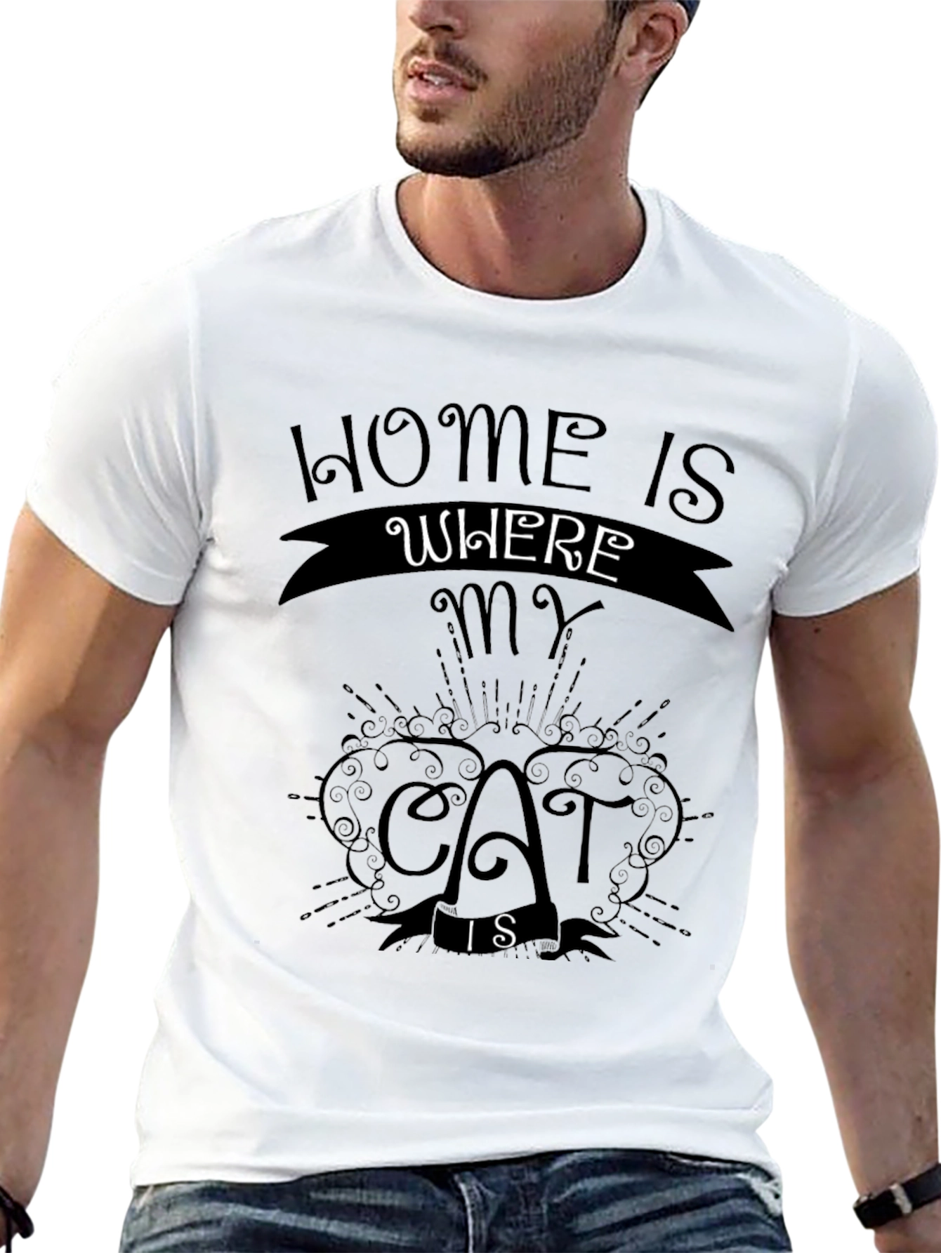 Home is Where My Cat Is Black T-Shirt