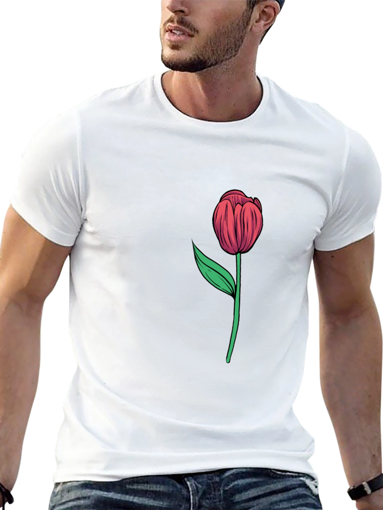 Tulip Graphic Tee - Stylish Black Cotton Shirt
