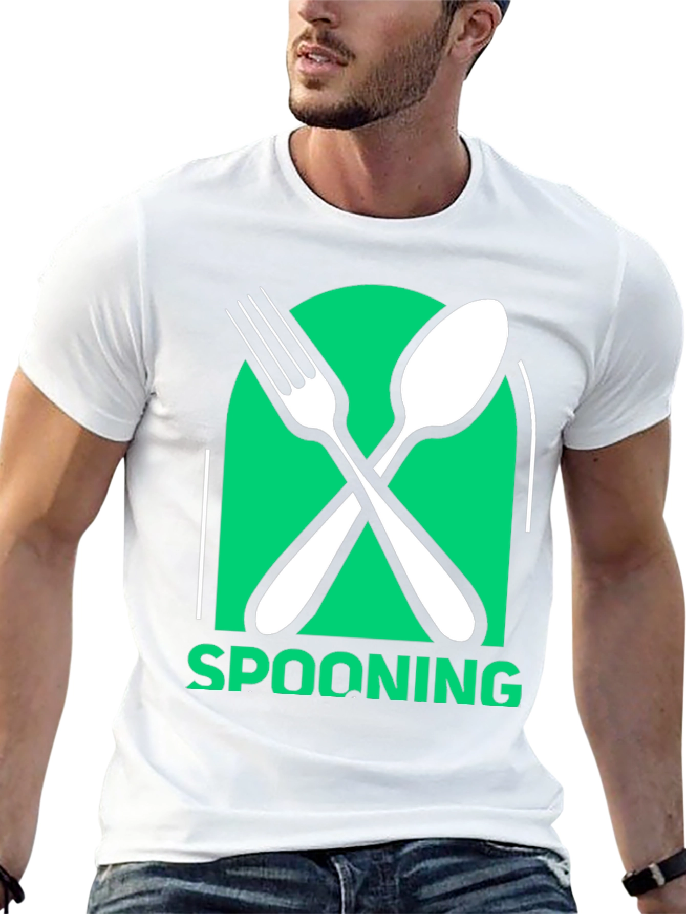 Spooning Utensil Graphic Tee - Casual Black T-Shirt
