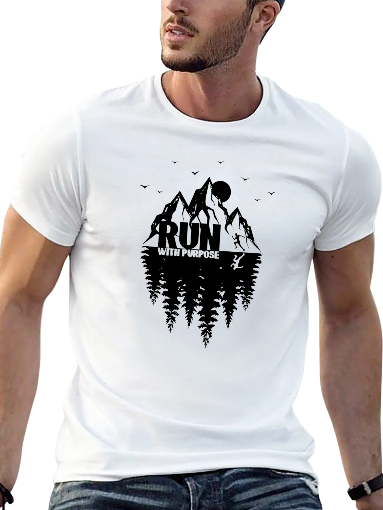 Run with Purpose Graphic T-Shirt - Mountain Design