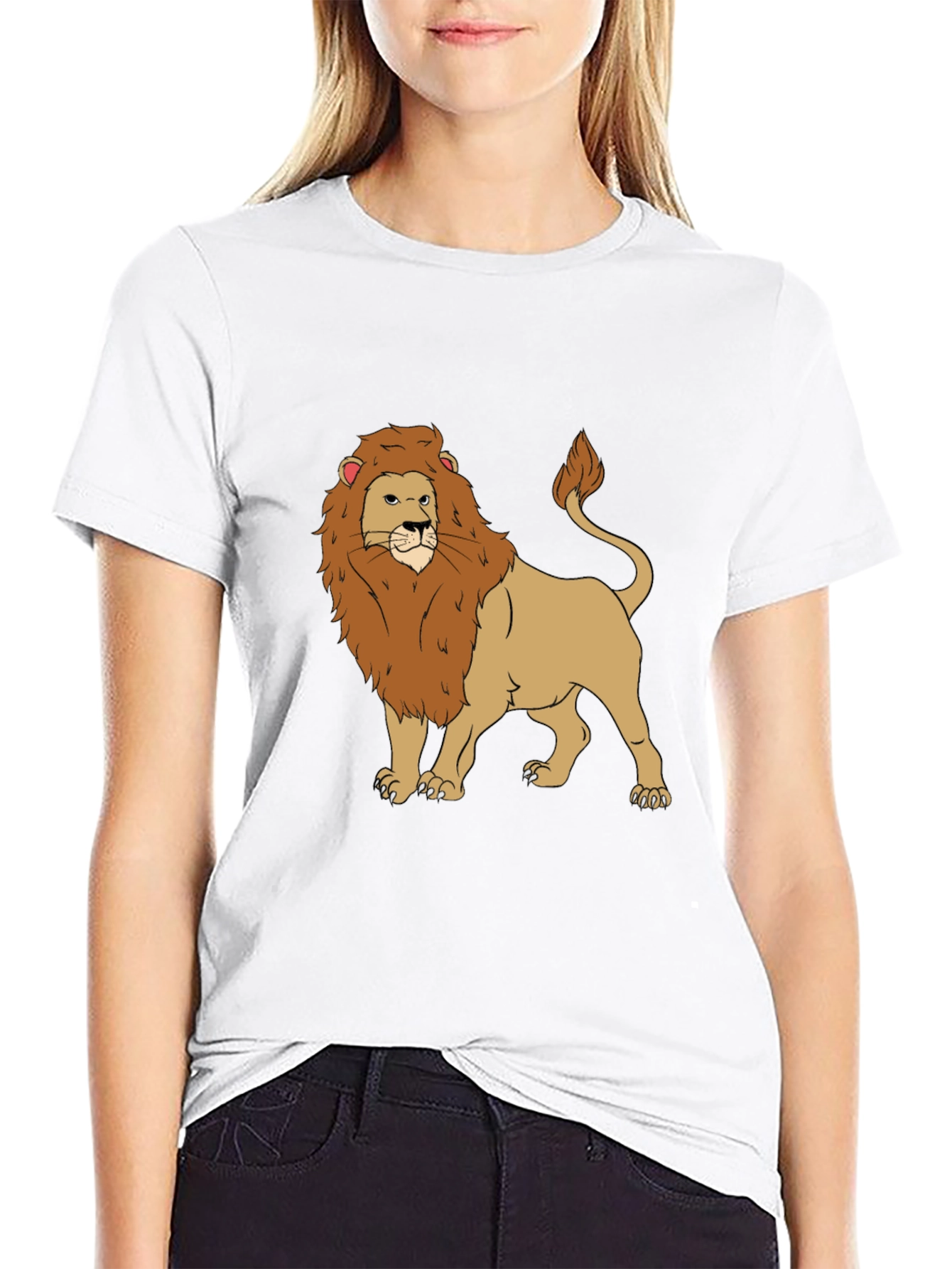 Lion Graphic Tee - Black Cotton T-Shirt